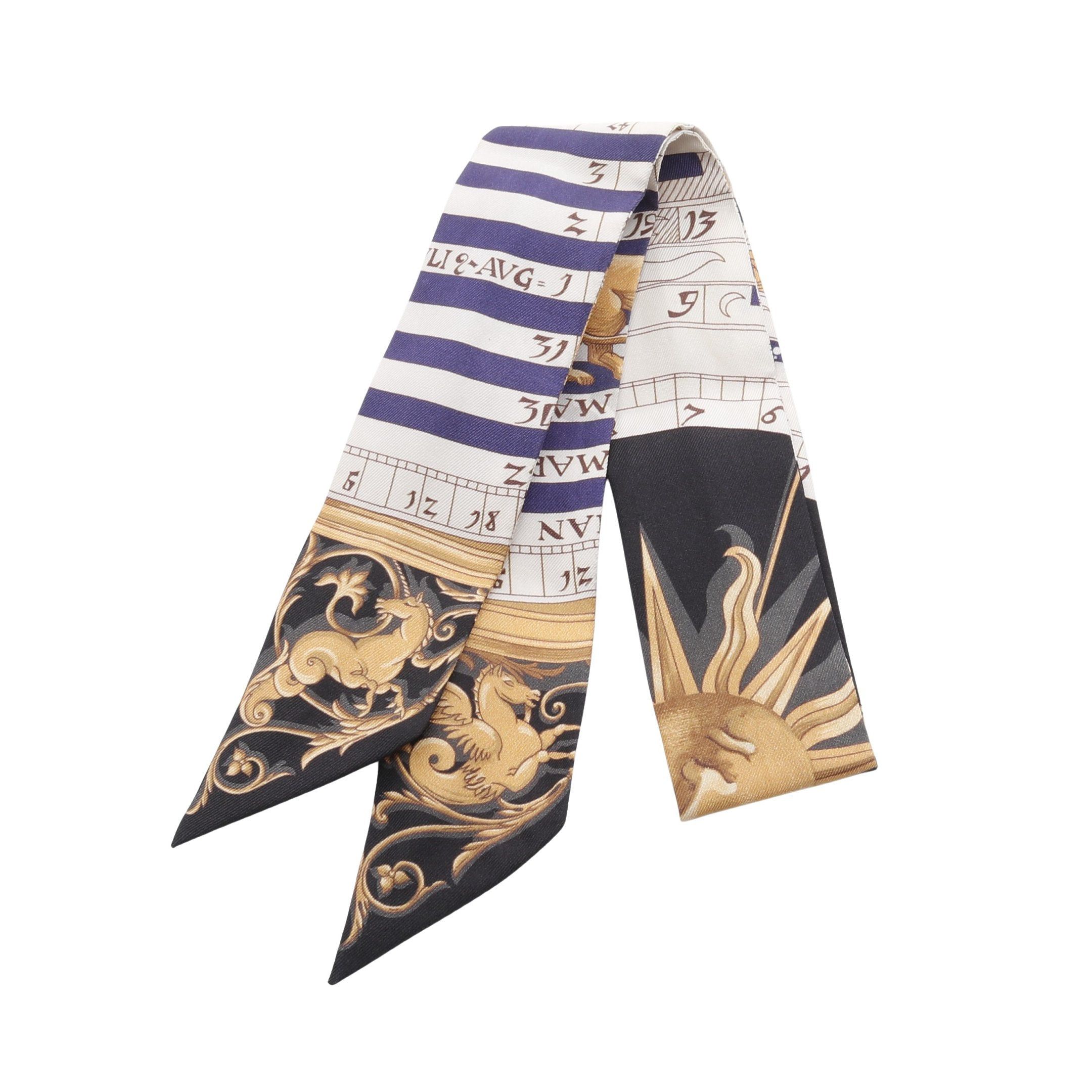 Hermes Hermes Twilly Dies Et Hore Scarf Silk Ivory Multicolor Size ONE SIZE - 1 Thumbnail