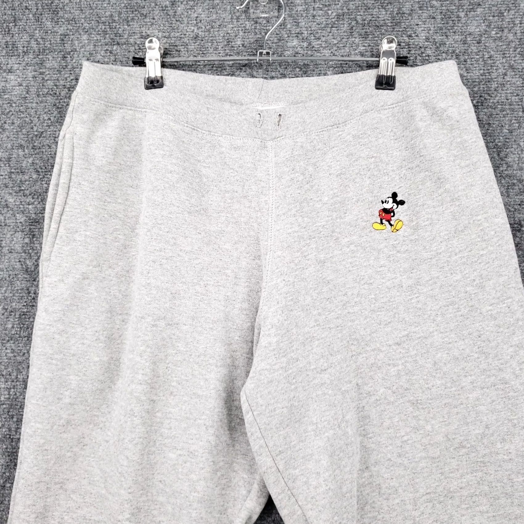 Disney VINTAGE Disney Walt Disney World Sweatpants Men Medium Gray Mickey Mouse Fleece Pull On Heather Size US 31 - 3 Thumbnail