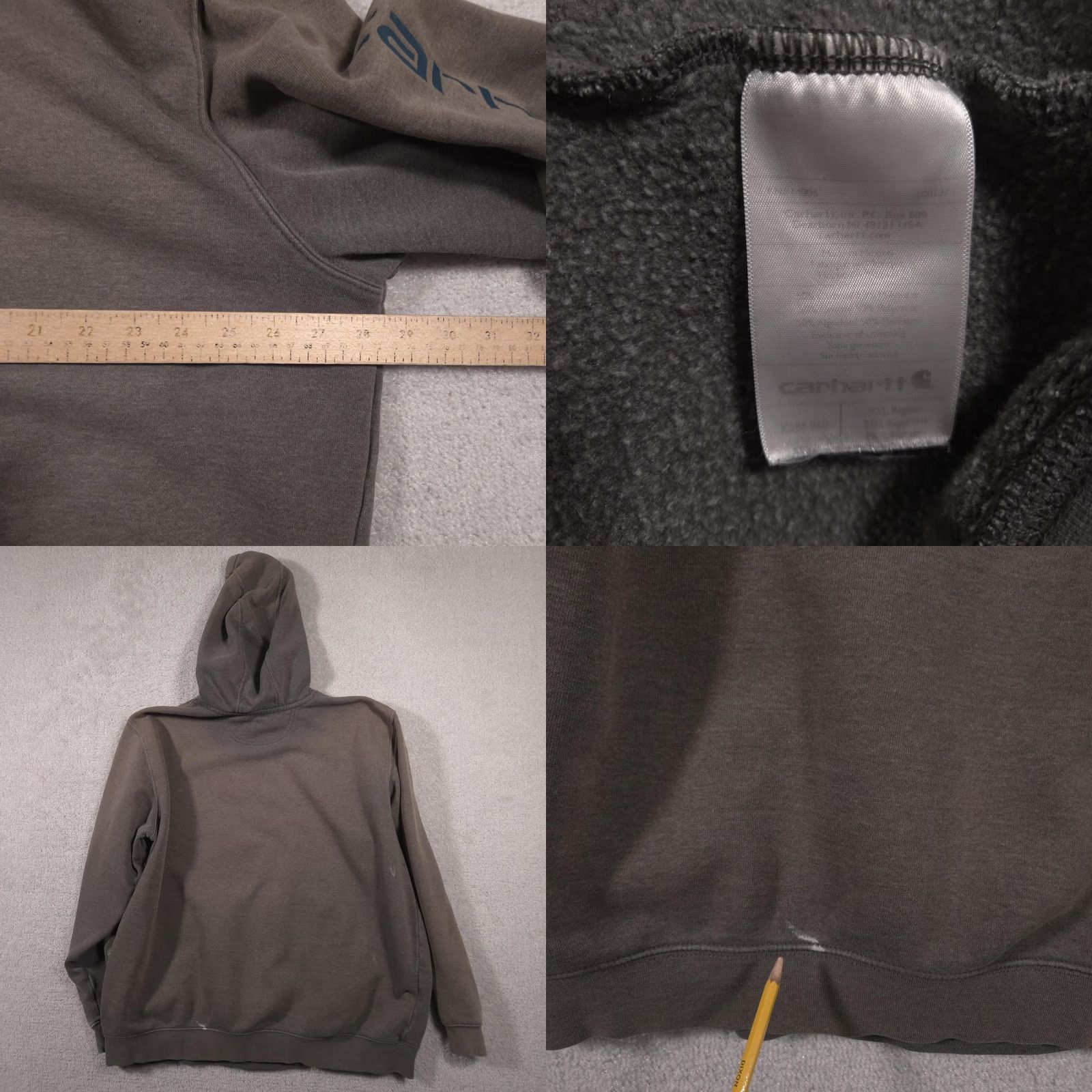 Carhartt VINTAGE Carhartt Sweatshirt Hoodie Mens 2XL Gray Original Fit Sleeve Logo Workwear Pullover Hooded Pockets Lined Graphic Print Size US XXL / EU 58 / 5 - 10 Thumbnail