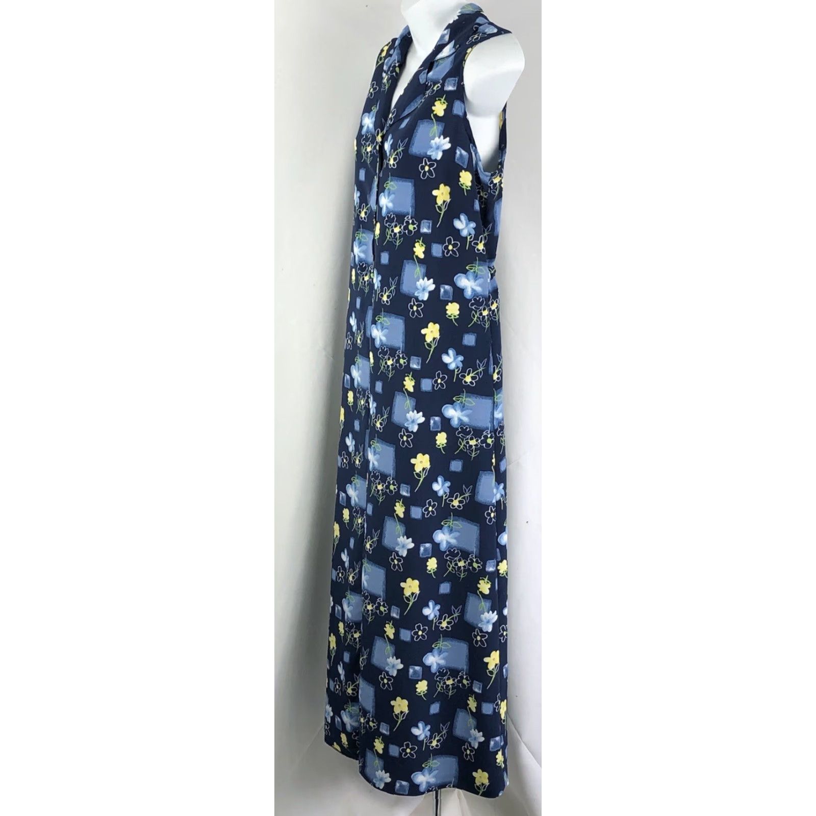 Vintage VINTAGE Jaclyn Smith Dress Sleeveless A-Line 8 Blue Floral Maxi Cottage Fairy Y2K Bohemian Summer Size M / US 6-8 / IT 42-44 - 2 Thumbnail