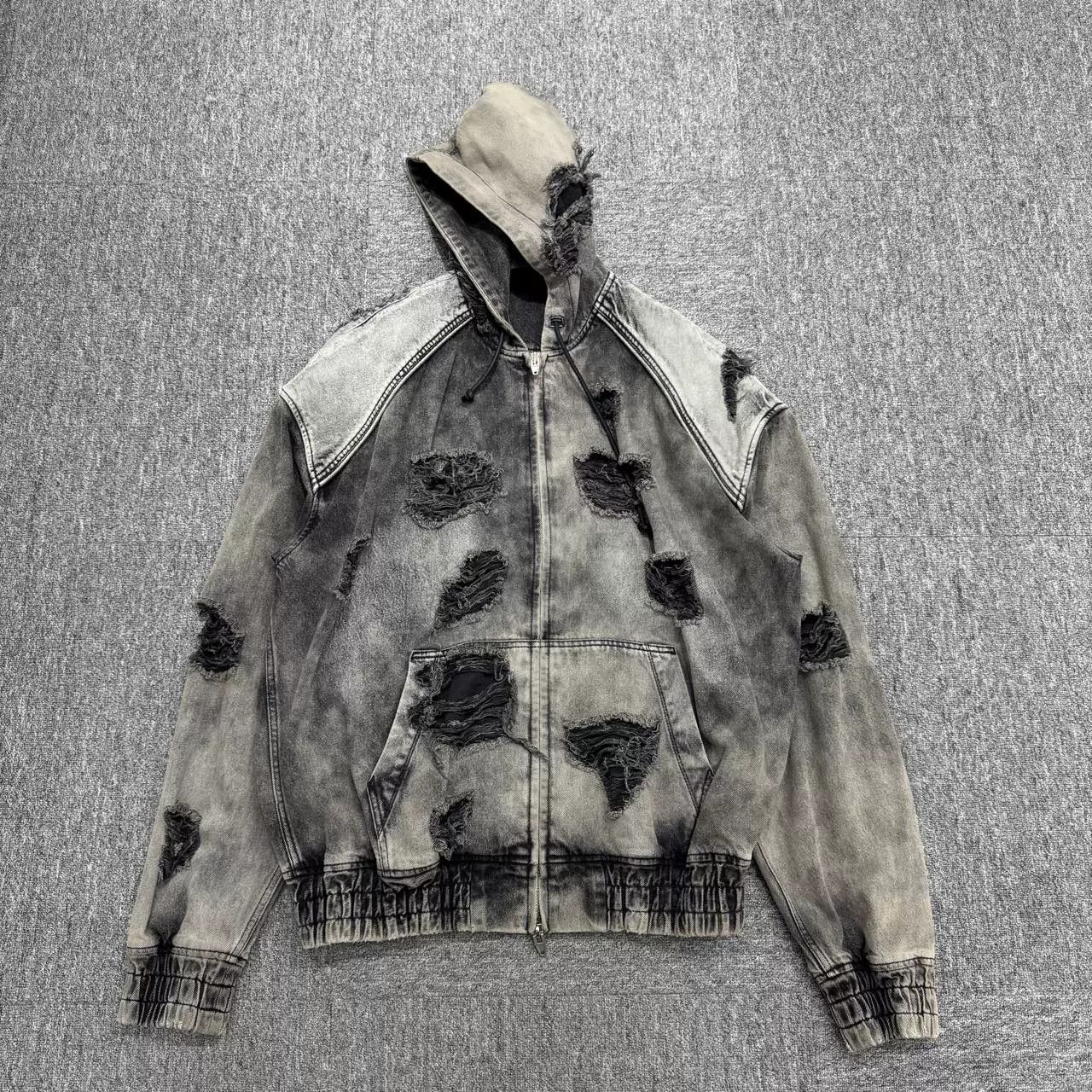 Juun.J JUUN.J Torn Effect Hooded Zip Jacket Size US M / EU 48-50 / 2 - 1 Thumbnail