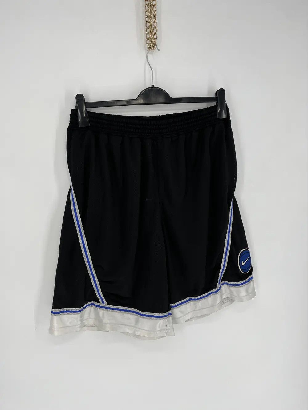 NBA × Nike × Vintage 90s Vintage Nike Black Nylon Mini Swoosh Shorts Travis Style Size US 42 / EU 58 - 2 Thumbnail