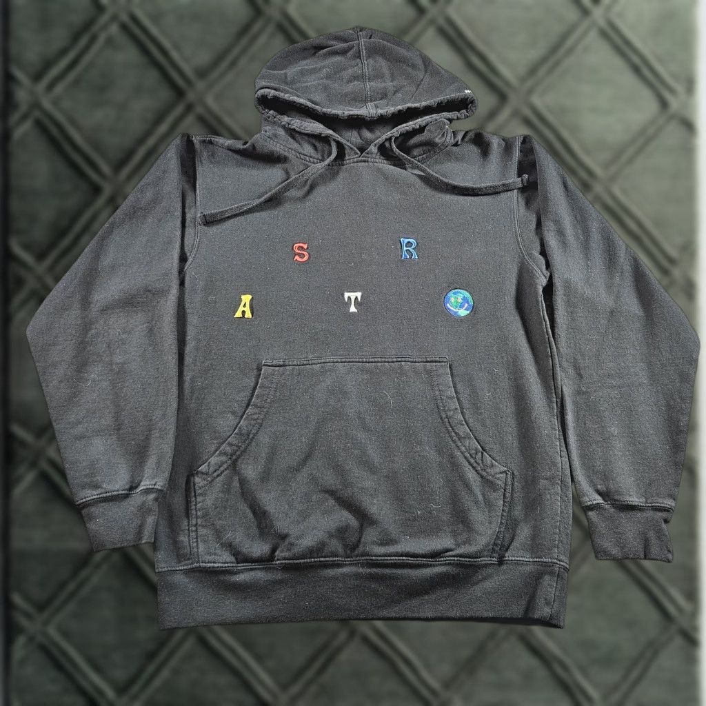 Hereu Astroworld Hoodie Mens Small Black Graphic Print Embroidered Fleece Hooded Pockets Pullover Cotton Polyester Size US S / EU 44-46 / 1 - 1 Thumbnail