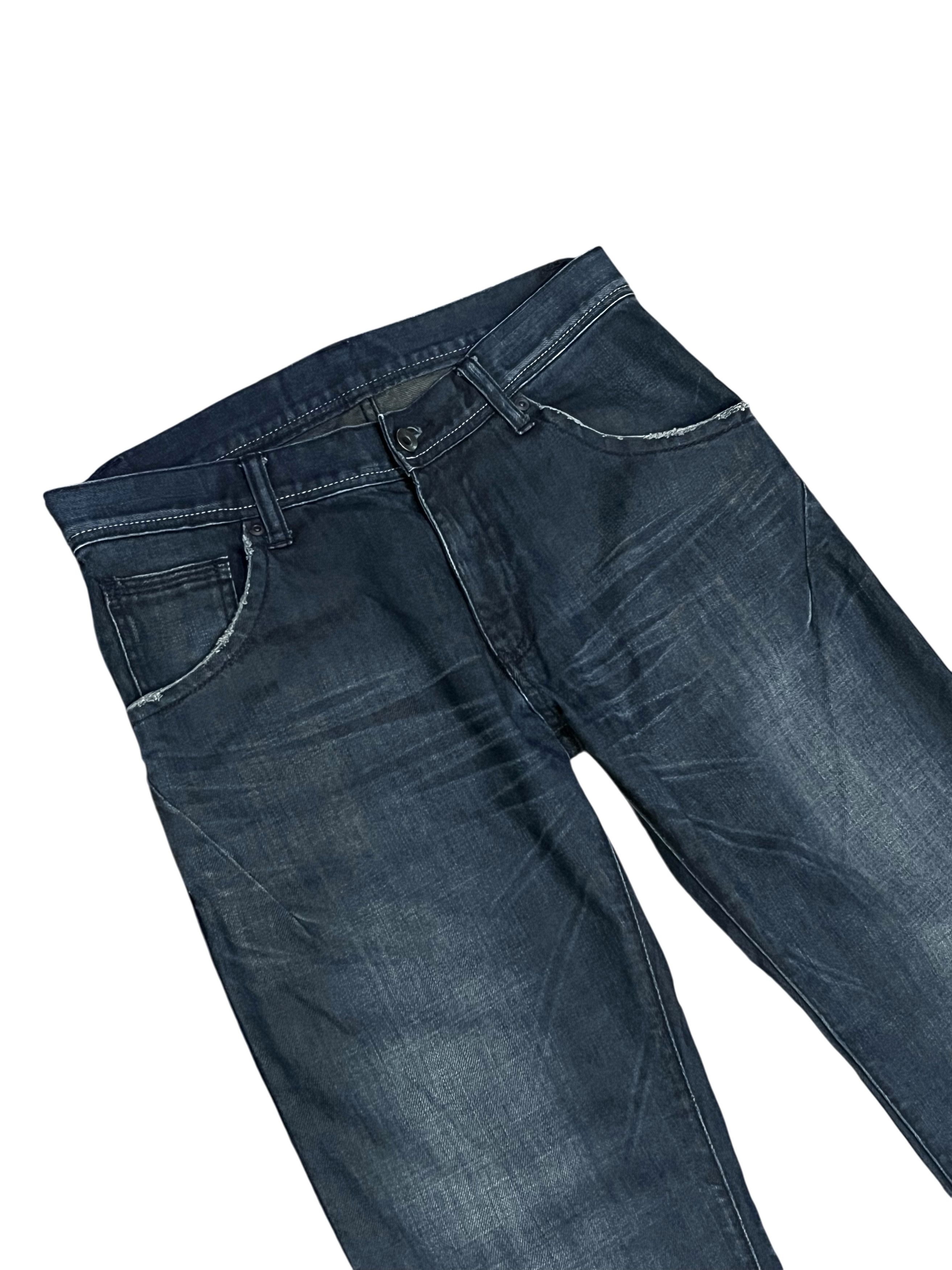 Tete Homme TETE HOMME Velvet Stripe Dark Indigo Flare Denim Jeans Size US 31 - 11 Thumbnail