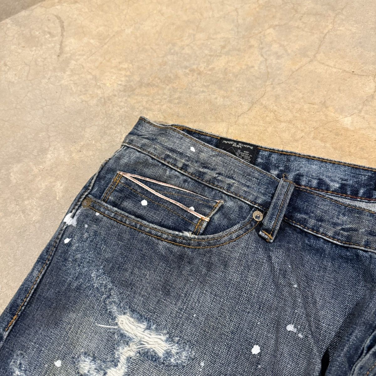 Cult Of Individuality Faded Distressed Japanese Selvedge Paint Splatter Jeans ERD Size US 42 / EU 58 - 6 Thumbnail