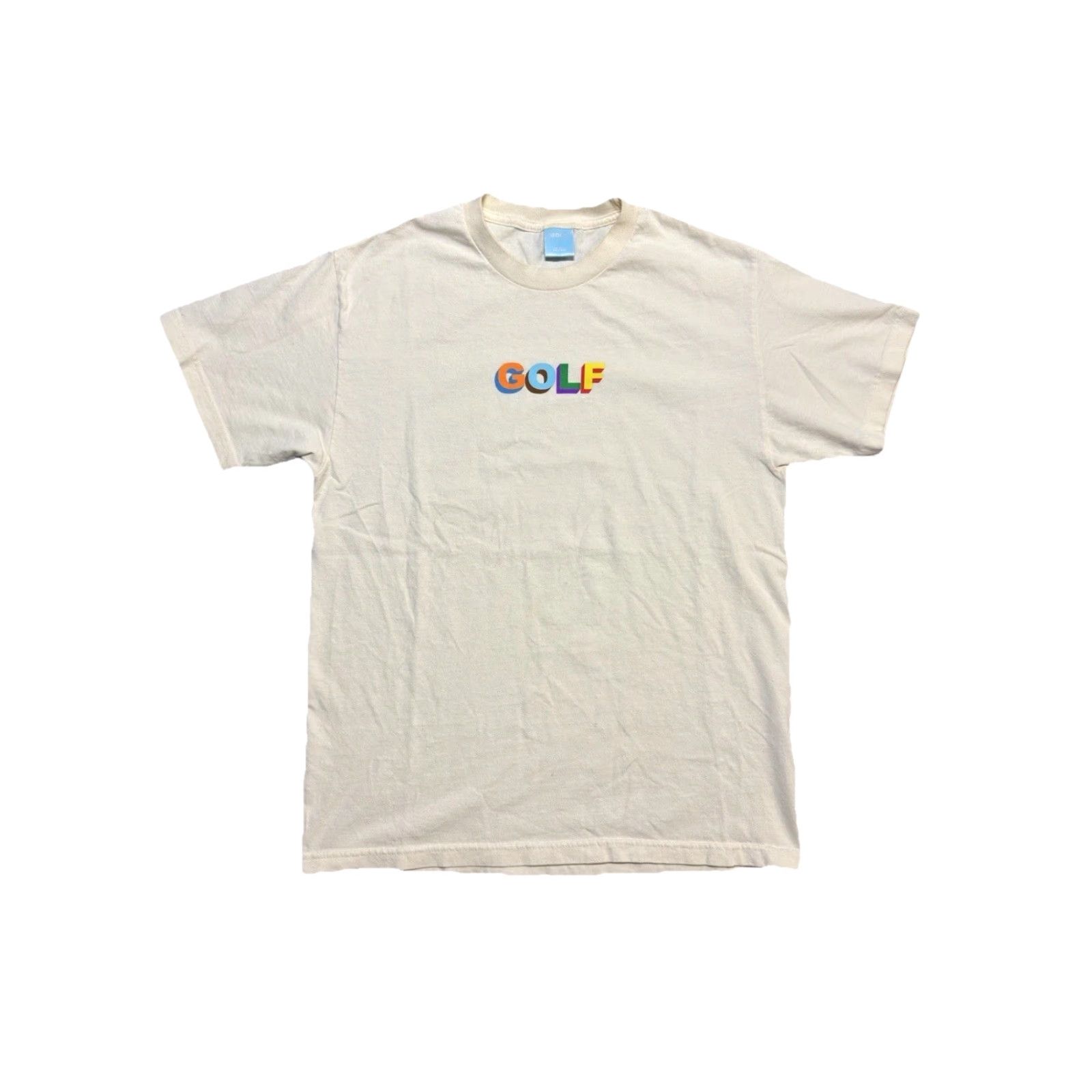 Golf Wang GOLF WANG T-Shirt Mens L Cream White Cotton Graphic Print Beige Short Sleeve Regular Shirt Size US L / EU 52-54 / 3 - 2 Thumbnail