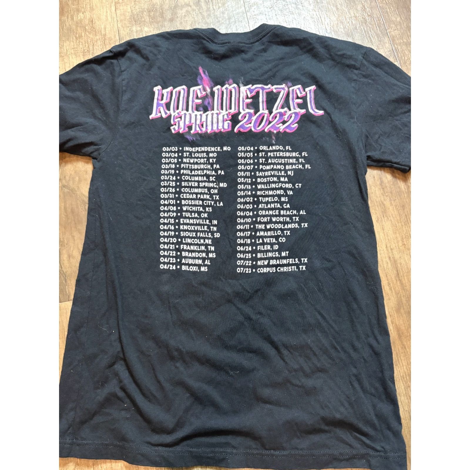 Vintage Koe Wetzel T-Shirt Mens Size S Spring 2022 Concert Tour Dates Country Music Shirt Short Sleeve Crew Neck Black Cotton Regular Seasonal Music Mens Size US S / EU 44-46 / 1 - 7 Thumbnail