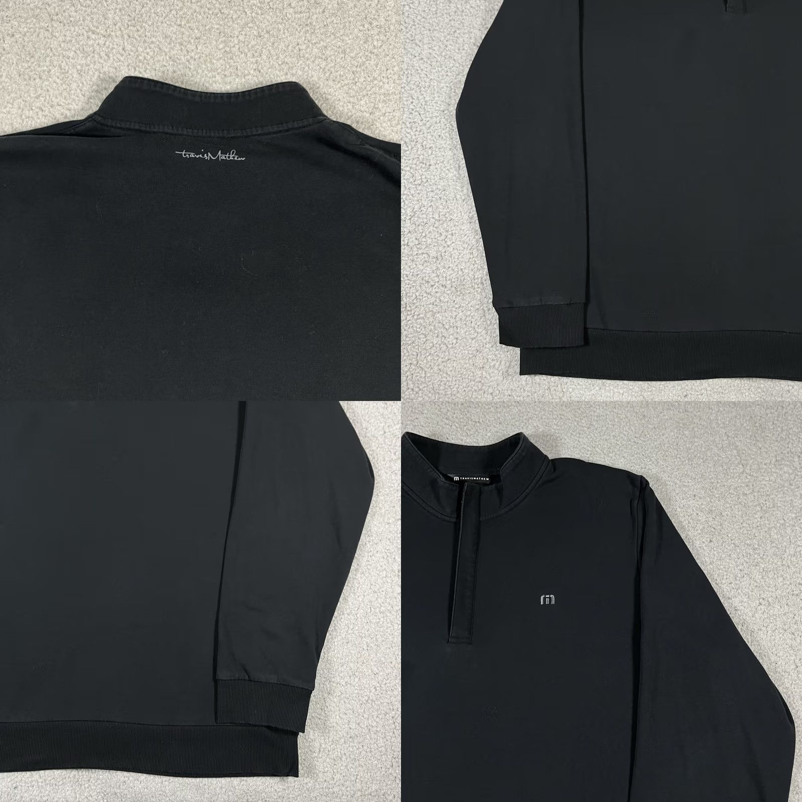 TravisMathew Travis Mathew 1/4 Zip Pullover Mens 3XL Black Stretch Golf Cotton Blend Shirt Size US XXL / EU 58 / 5 - 8 Thumbnail