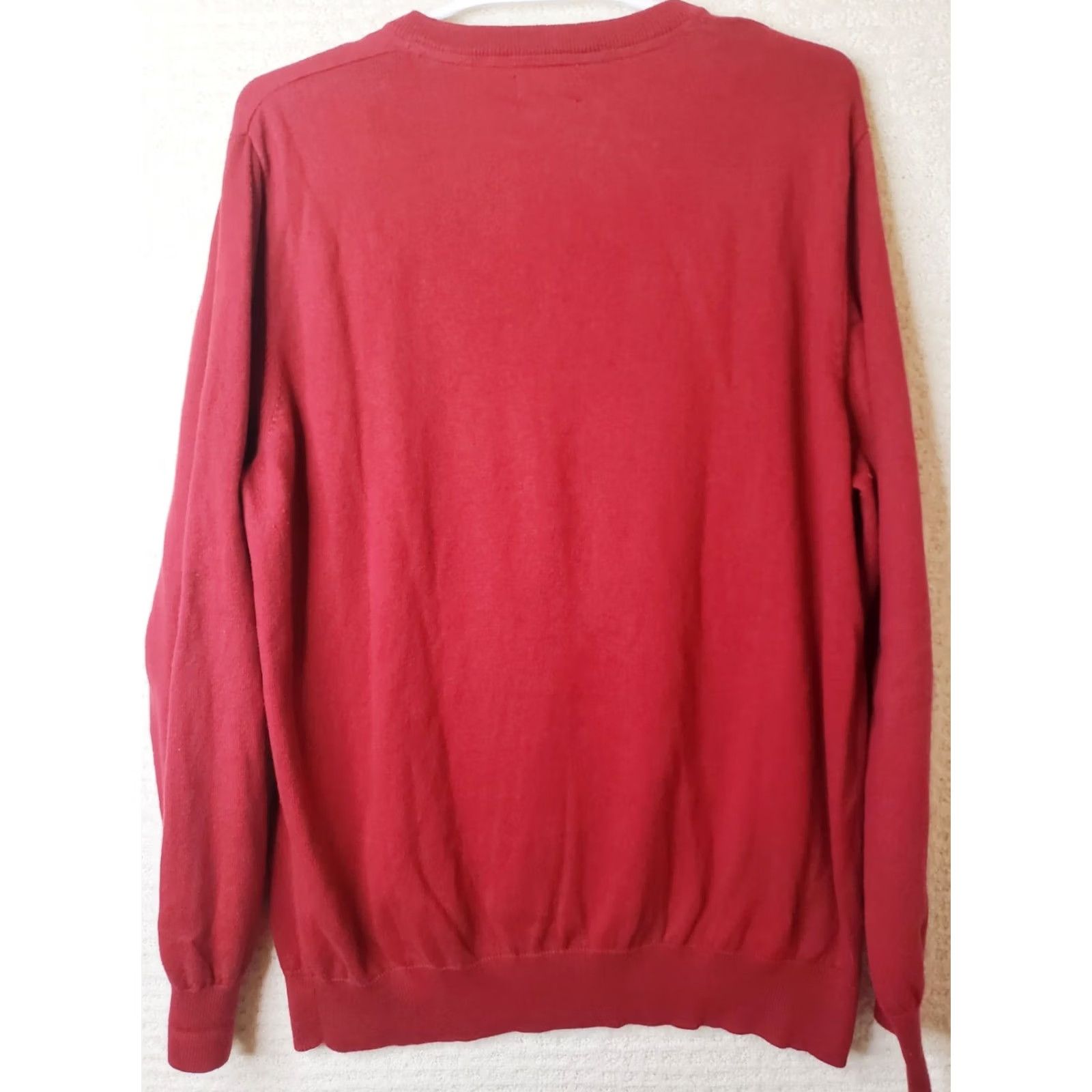 Vintage L.L. Bean Mens L Reg. Red Cotton Cashmere Blend Long Sleeve V-Neck Sweater Size US L / EU 52-54 / 3 - 4 Thumbnail