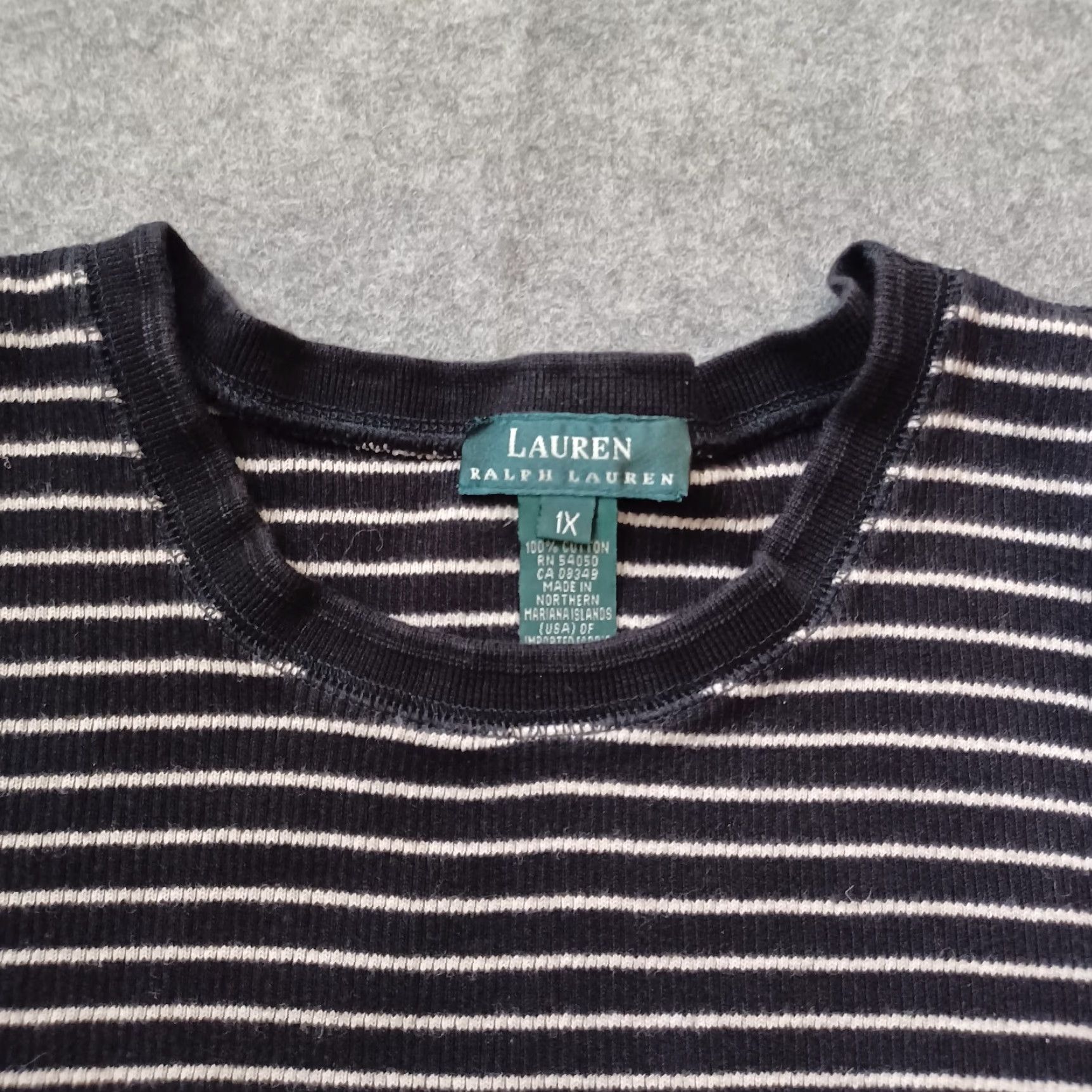 Ralph Lauren Lauren Ralph Lauren Women Sweater 1X Black Striped Short Sleeve Pocket Logo Size XL / US 12-14 / IT 48-50 - 6 Thumbnail