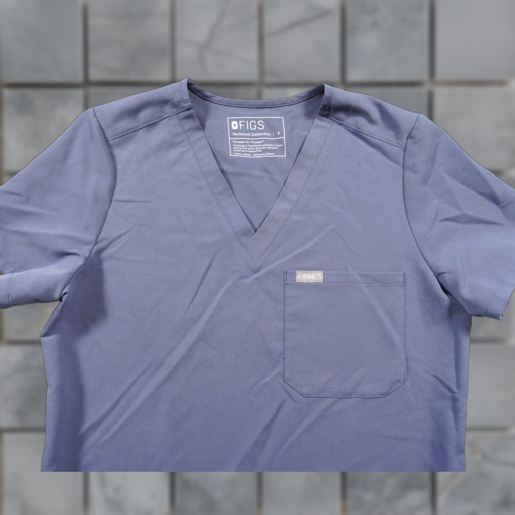 Vintage FIGS Shirt Womens Small Blue Scrub Top Nurse Medical Workwear Stretch Catarina Size S / US 4 / IT 40 - 1 Thumbnail