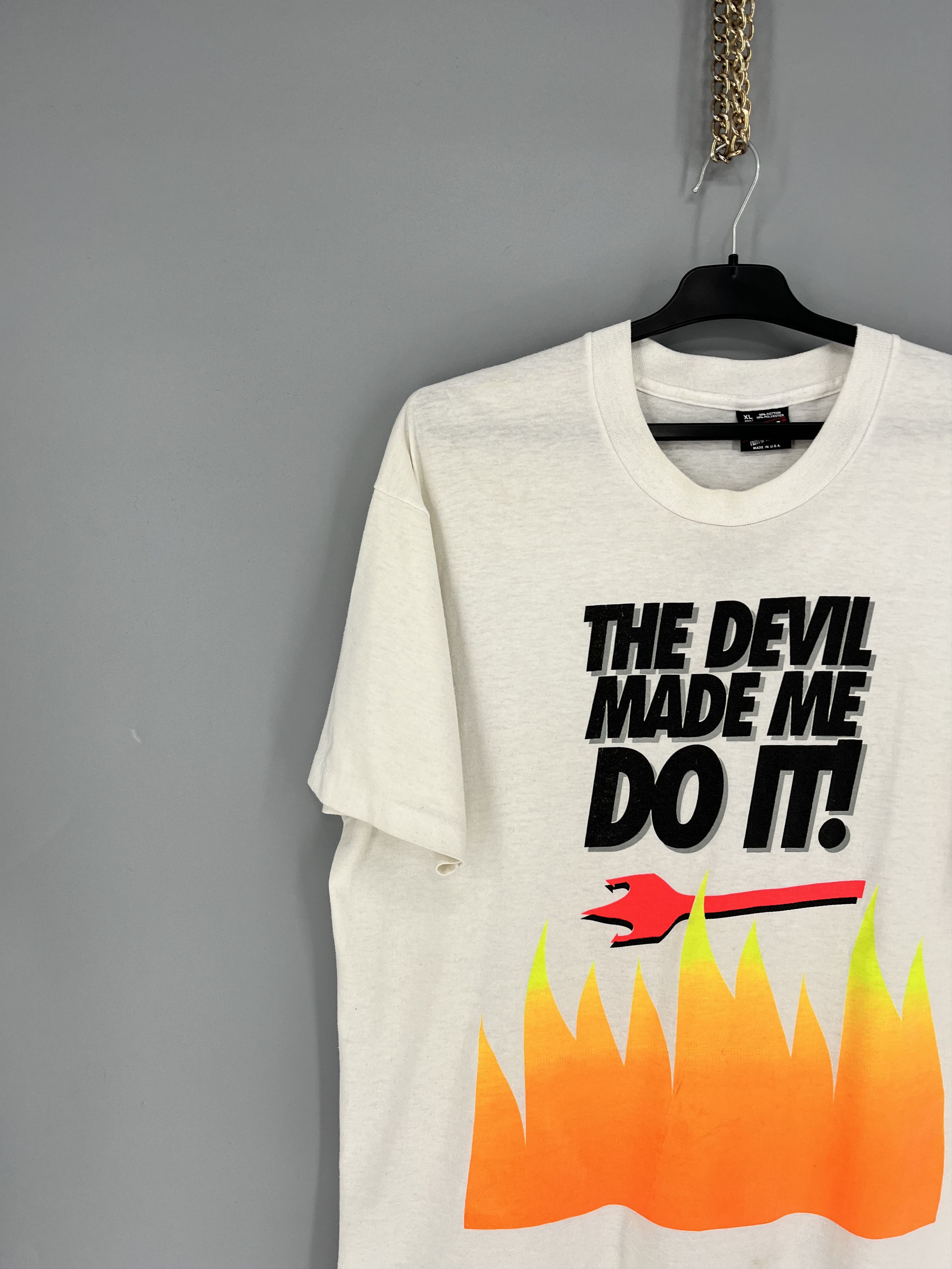 Band Tees Vintage 90s The Devil Made Me Do It Graphic WOOD DEVIL Size US XL / EU 56 / 4 - 4 Thumbnail