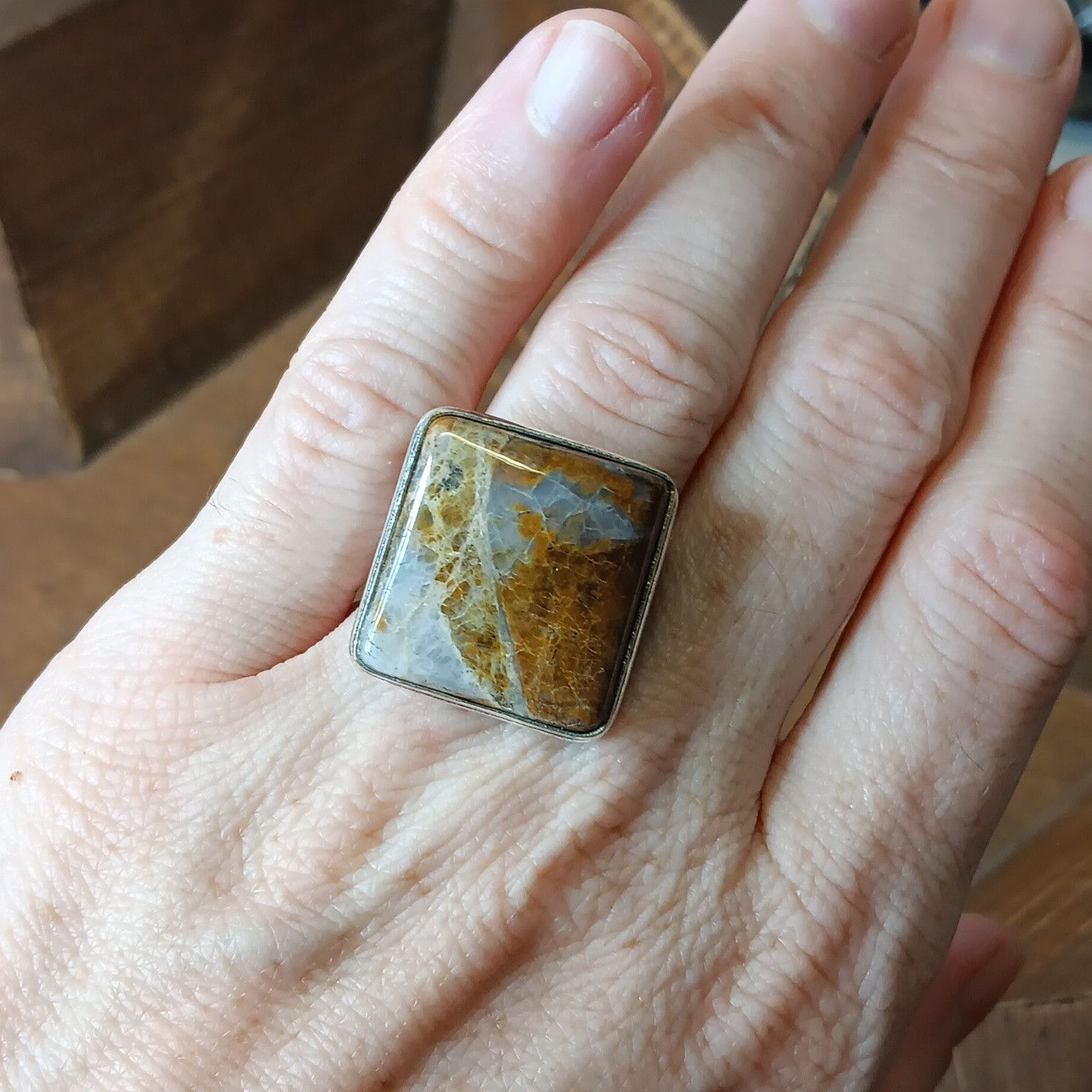Other African Moss Agate gemstone ring, sz 6 Size ONE SIZE - 3 Thumbnail