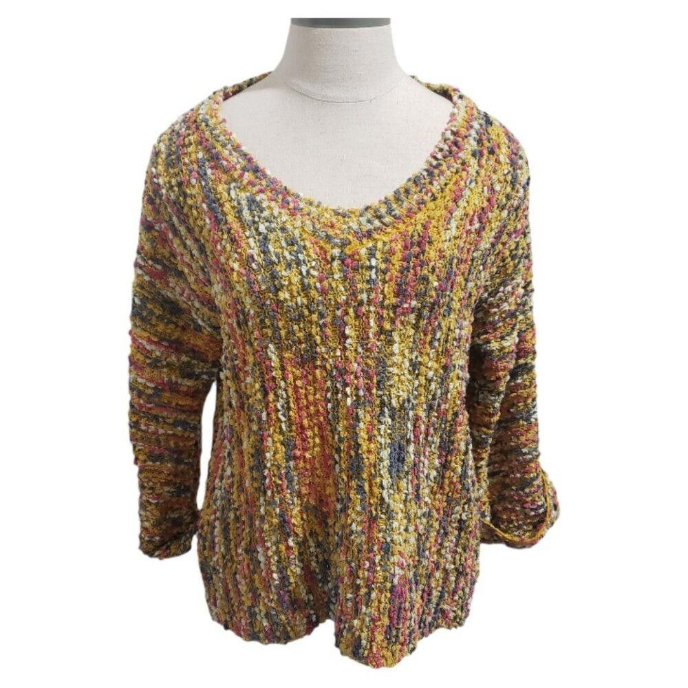 Designer CT1916 Ethyl Yellow & Gray V-neck Sweater S Size S / US 4 / IT 40 - 1 Thumbnail