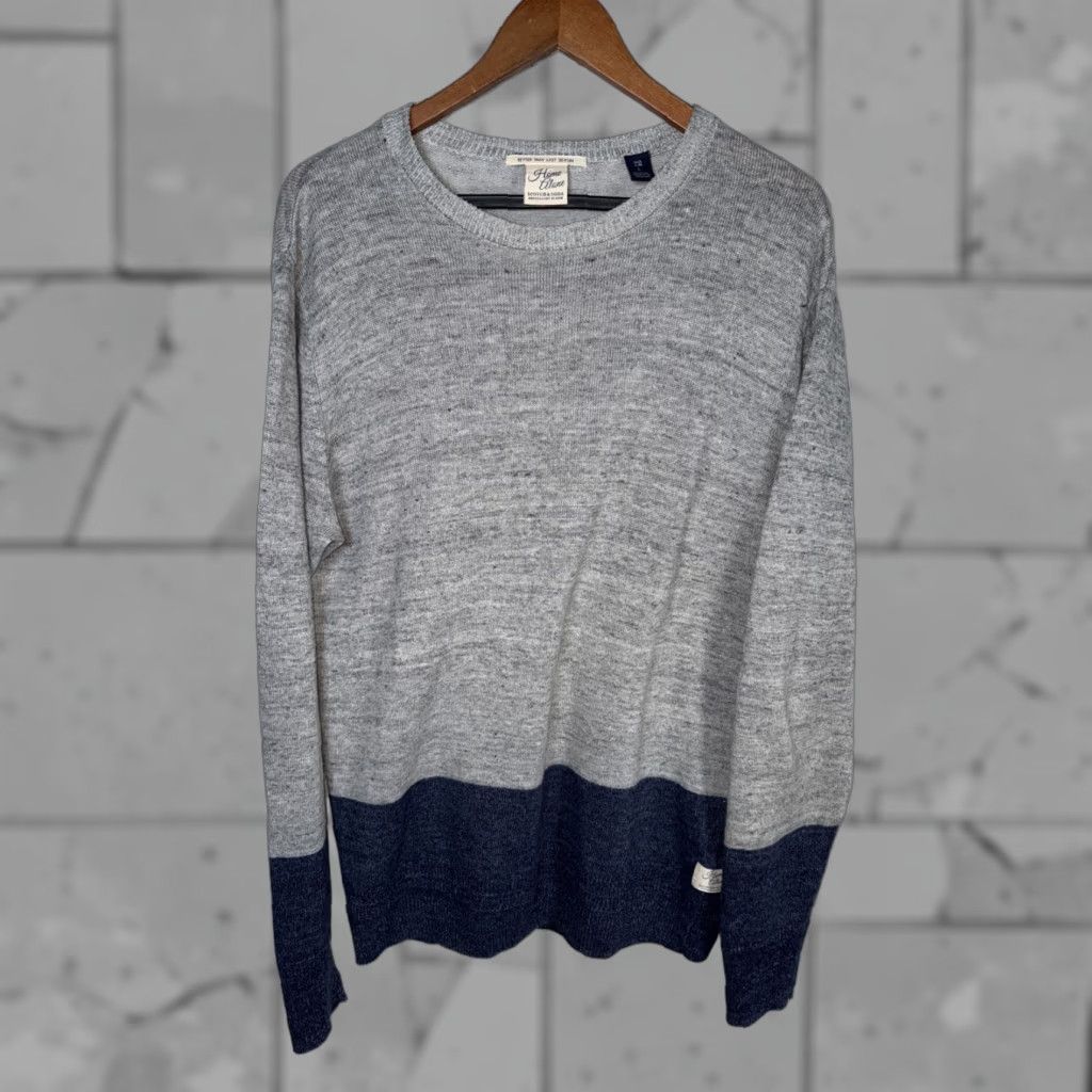 Scotch & Soda Scotch & Soda Home Alone Round Neck Pullover Sweater Mens L Gray Cotton Linen Knit Pullover Casual Fall Winter Regular Size US L / EU 52-54 / 3 - 1 Thumbnail