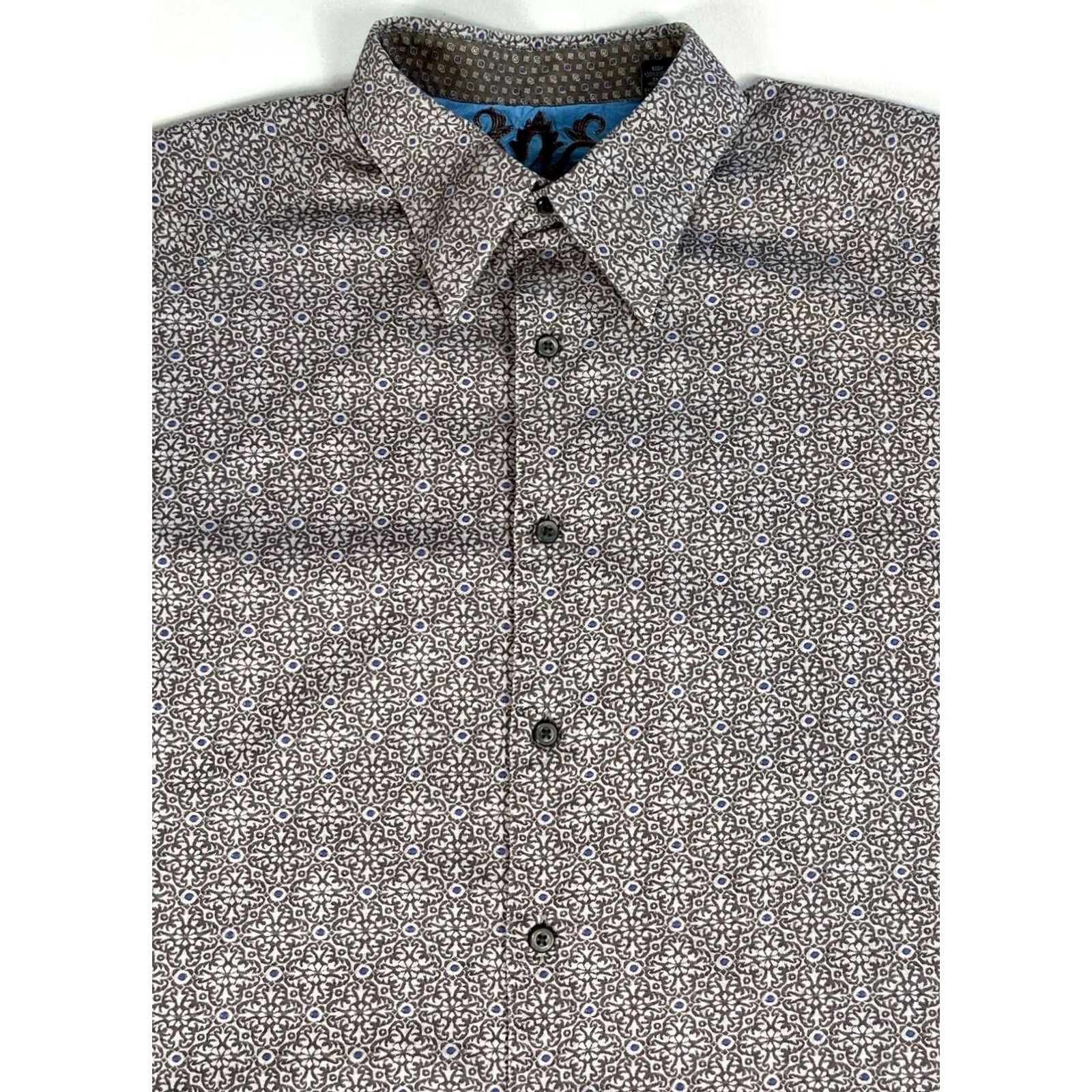 Robert Graham VINTAGE Robert Graham Button-Up Shirt Foulard Silk Trim Sz XL Mens Shirt Brown 100% Cotton Long Sleeve Collared Button-Up with Silk Trim Size US XL / EU 56 / 4 - 2 Thumbnail