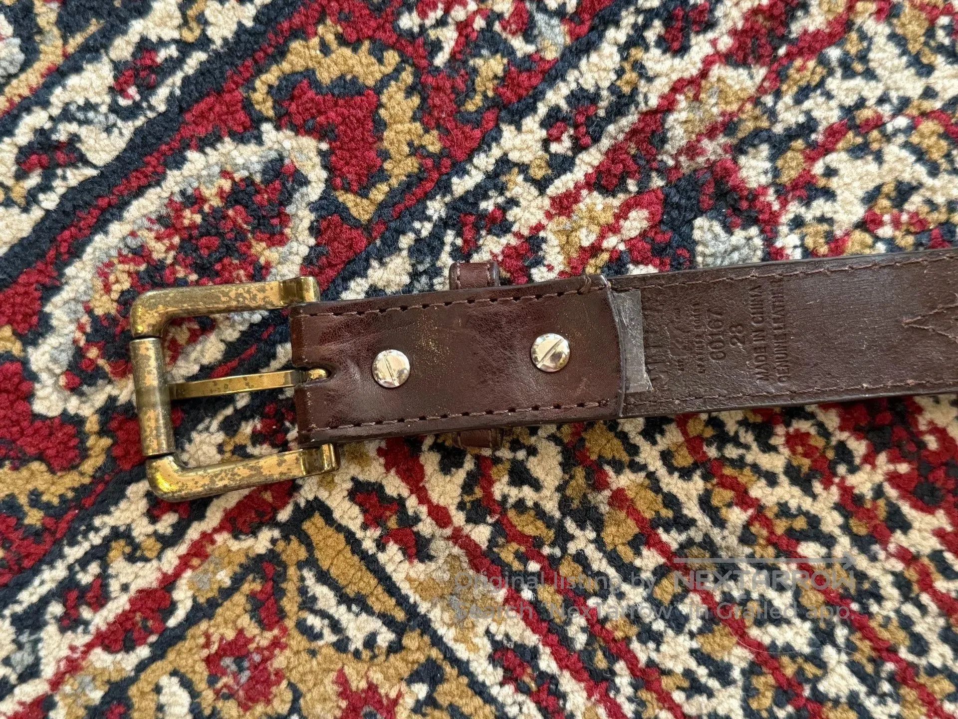 Japanese Brand Handmade Beaded Navajo Western Leather Belt. Size ONE SIZE - 5 Thumbnail