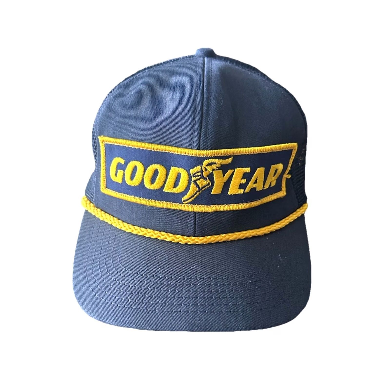 Vintage VINTAGE Swingster Trucker Hat Cap USA NWOT Adult One Size Navy Blue Foam Canvas Snapback Adjustable 80s Goodyear Patch Pattern Solid Mens Size ONE SIZE - 2 Thumbnail