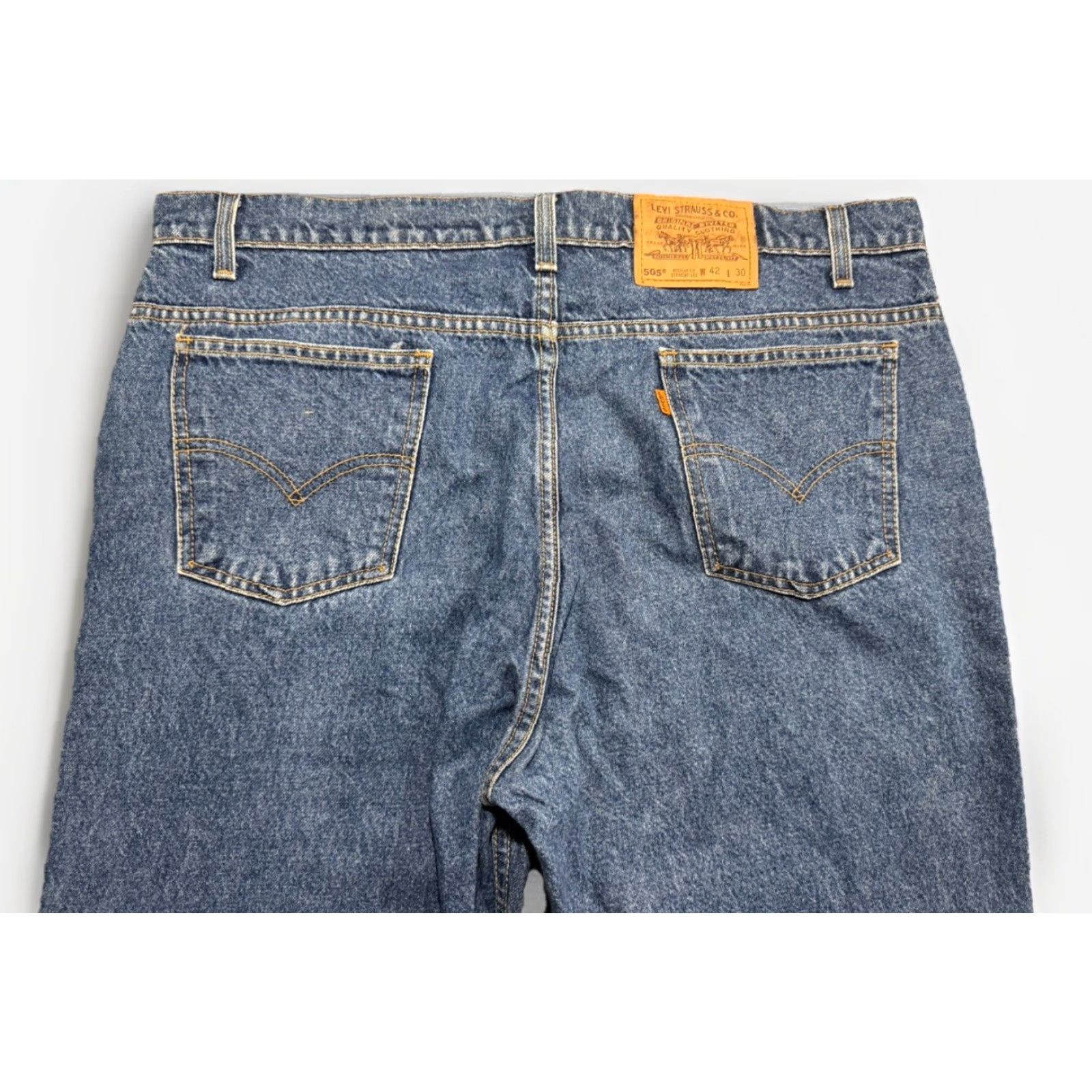 Levi's VINTAGE Levi's 505 Jeans 40x29.5 Orange Tab Regular Fit Straight Leg Denim 90s Mens Jeans Size US 40 / EU 56 - 6 Thumbnail