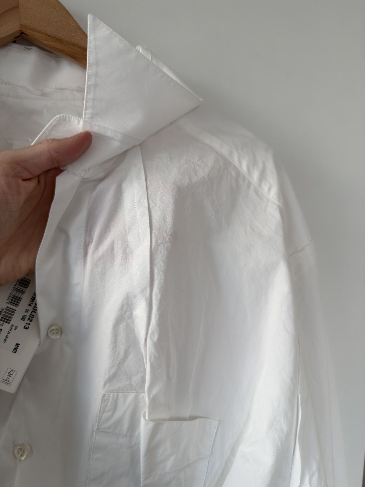 Maison Margiela BNWT Blank Label Oversized Frayed Pleated Shirt White 50 Size US L / EU 52-54 / 3 - 7 Thumbnail