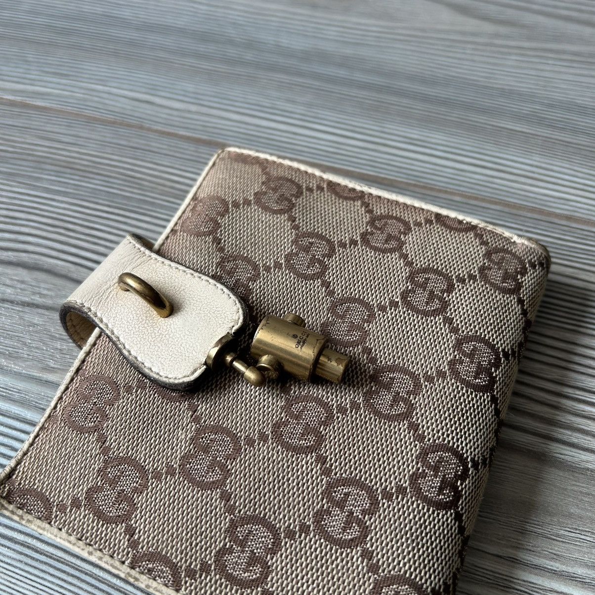 Gucci GUCCI GG BROWN WHITE CANVAS X LEATHER COMPACT WALLET Size ONE SIZE - 8 Thumbnail