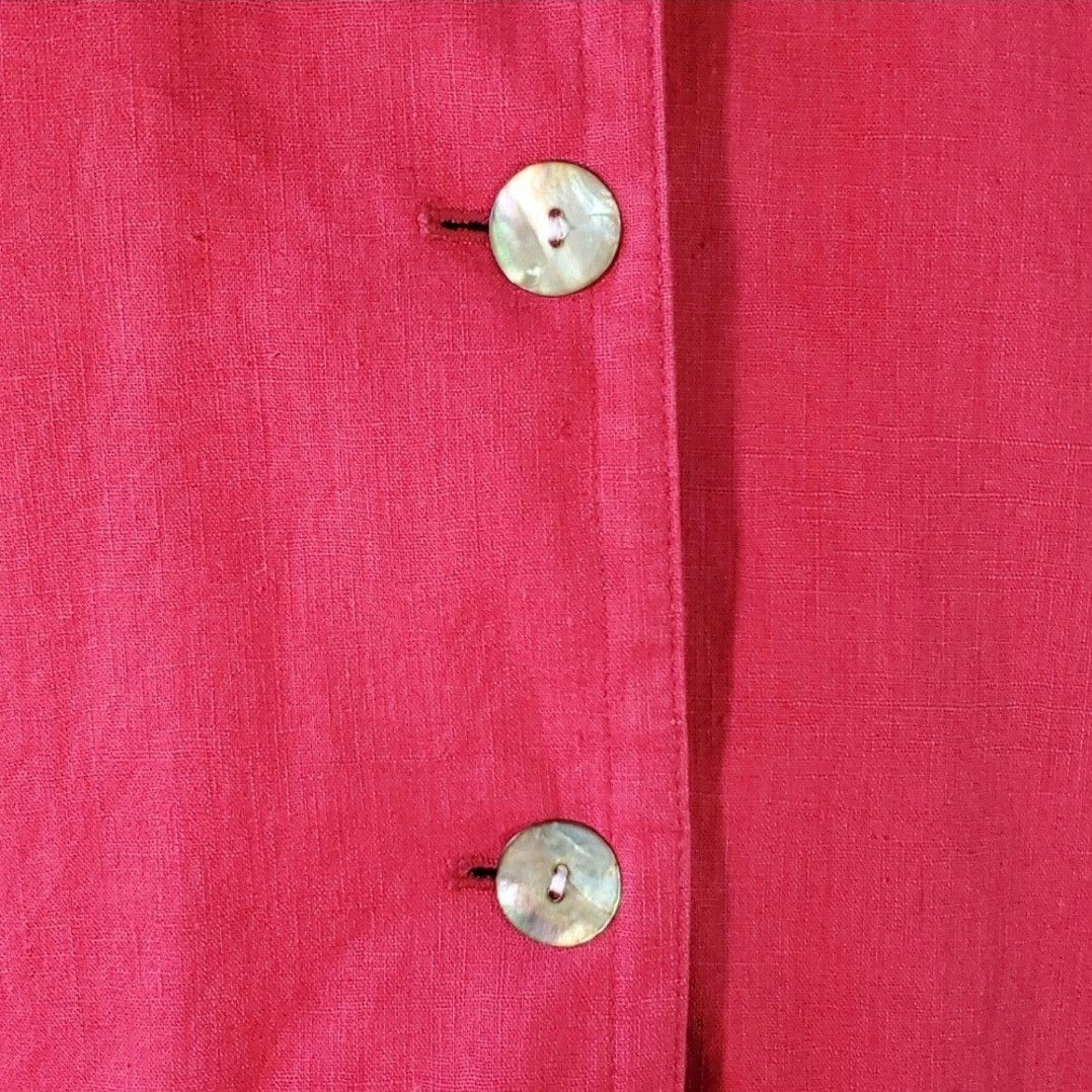Other Chaus Size 14 Jacket Shacket Red Mother Pearl Linen Cotton Size L / US 10 / IT 46 - 6 Thumbnail