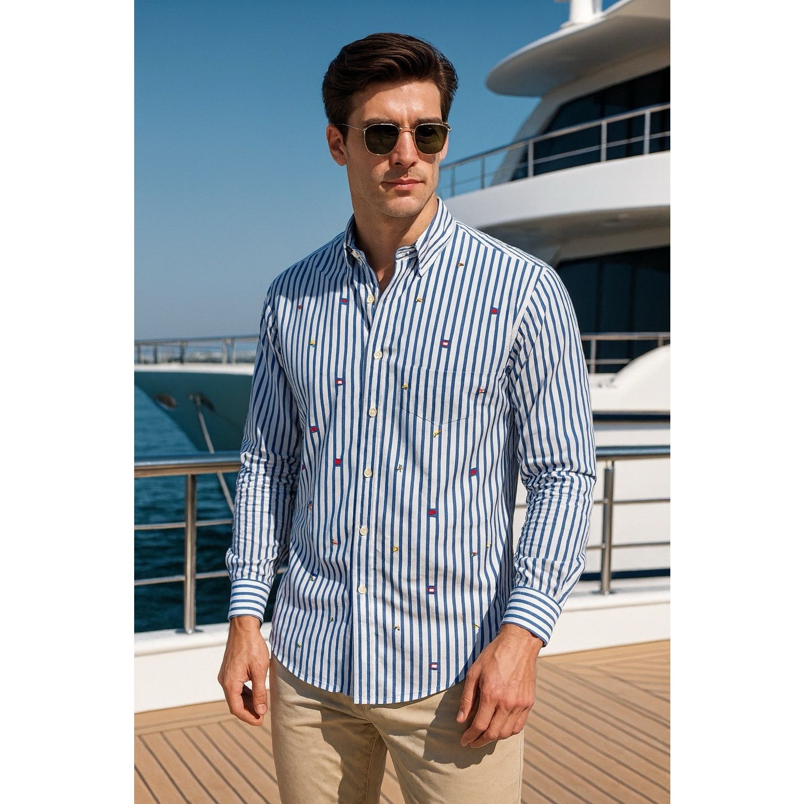 Ralph Lauren Ralph Lauren Blue Striped International Nautical Flag Sz 2XL Size US XXL / EU 58 / 5 - 1 Thumbnail