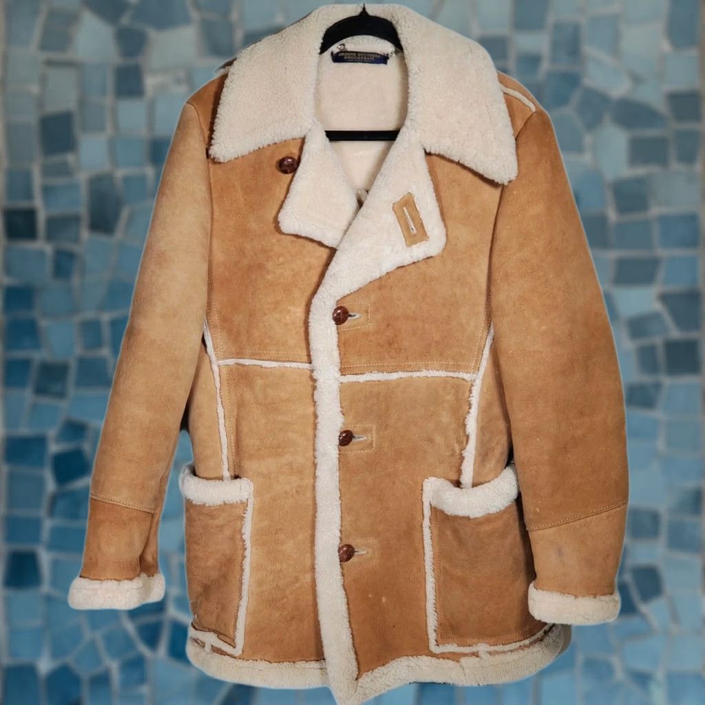 Brooks Brothers VINTAGE Brooks Brothers Brooksgate Tan Leather Shearling Panneled Coat Men's L Size US L / EU 52-54 / 3 - 1 Thumbnail