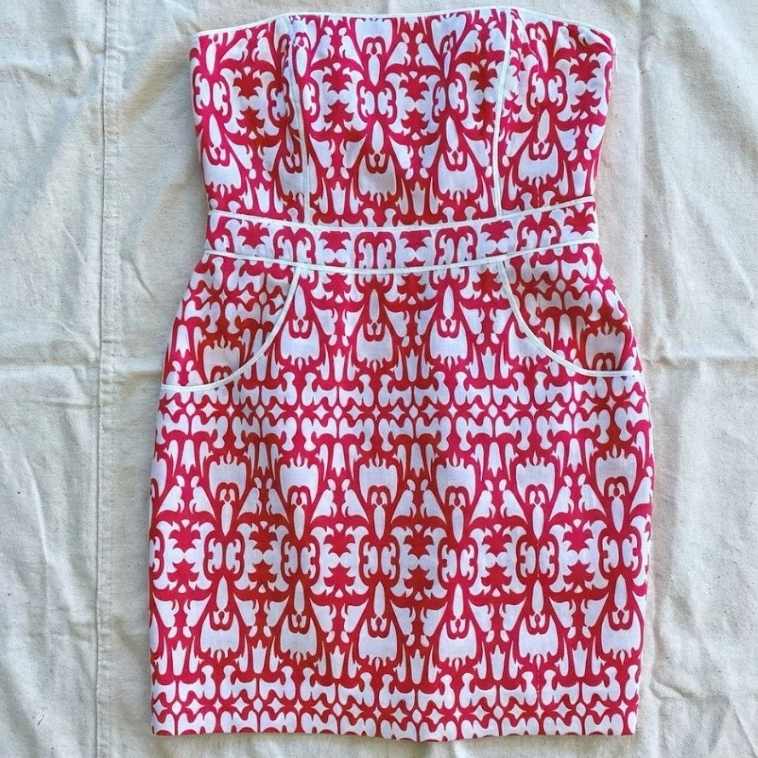 Other Laundry Brocade White Pink Strapless Sheath Dress Womens 10 Size L / US 10 / IT 46 - 1 Thumbnail