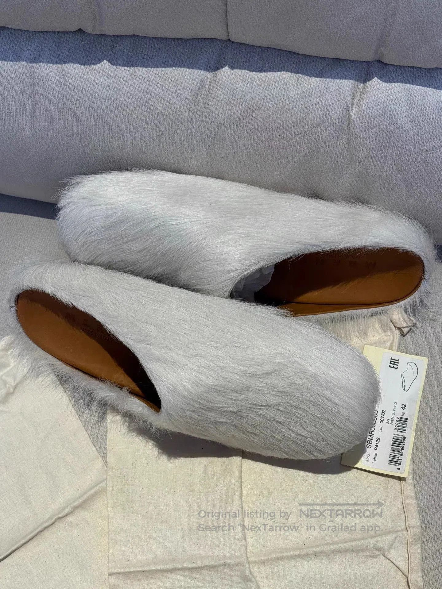 Marni White Faux Fur Slip. Size US 9 / EU 42 - 3 Thumbnail