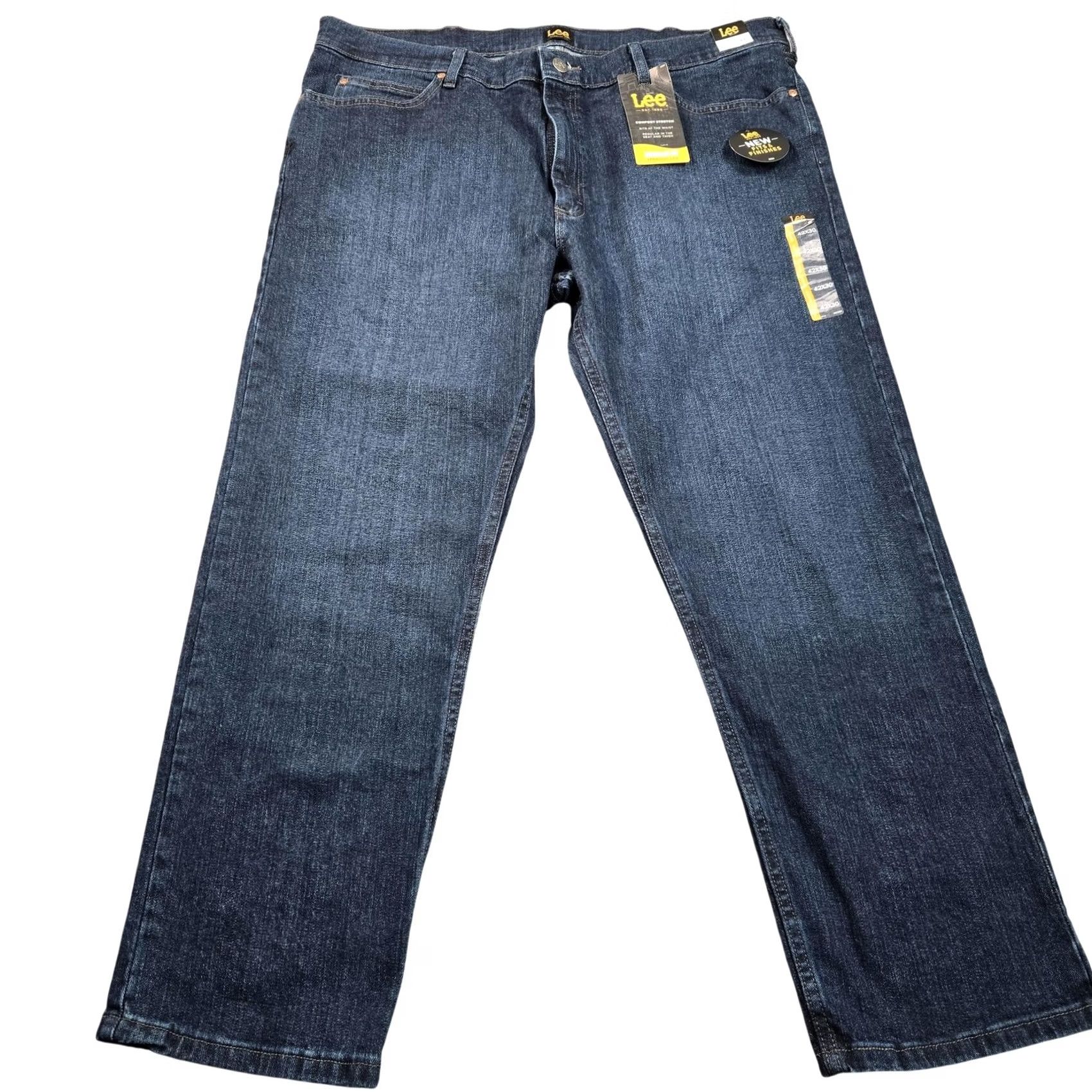 Lee Lee Regular Fit Straight Leg Jeans Mens 42x30 Blue Medium Wash Stretch Denim Size US 42 / EU 58 - 2 Thumbnail