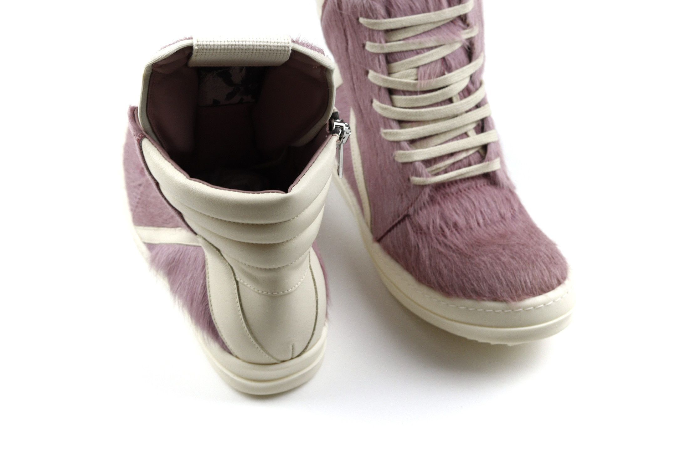 Rick Owens SS24 Rick Owens Geobasket Cow Fur Pale Pink Boots