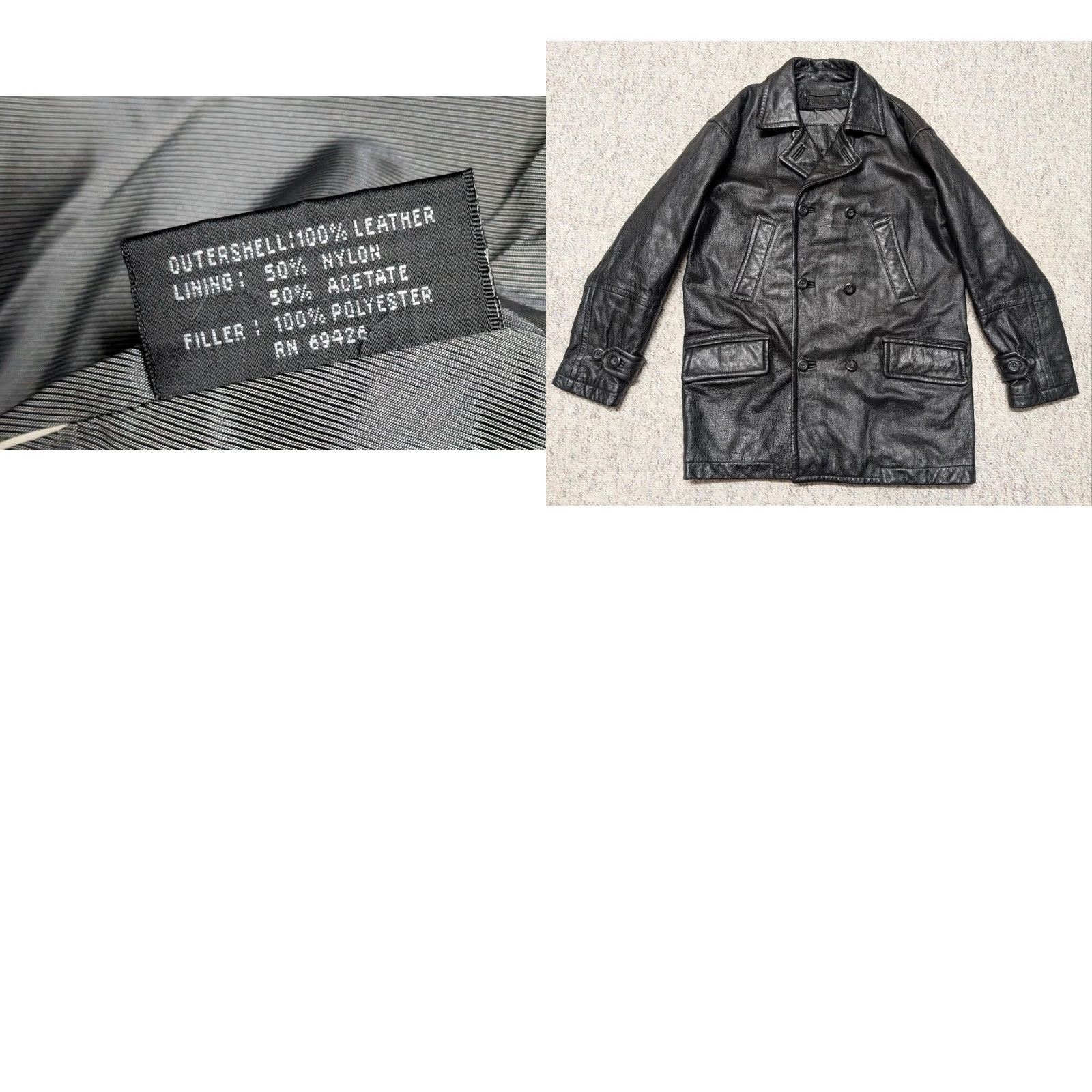 Doublet VINTAGE FIELD COAT leather MILITARY 1990s M black double breasted pea coat Men Chest 42 in Size US M / EU 48-50 / 2 - 8 Thumbnail