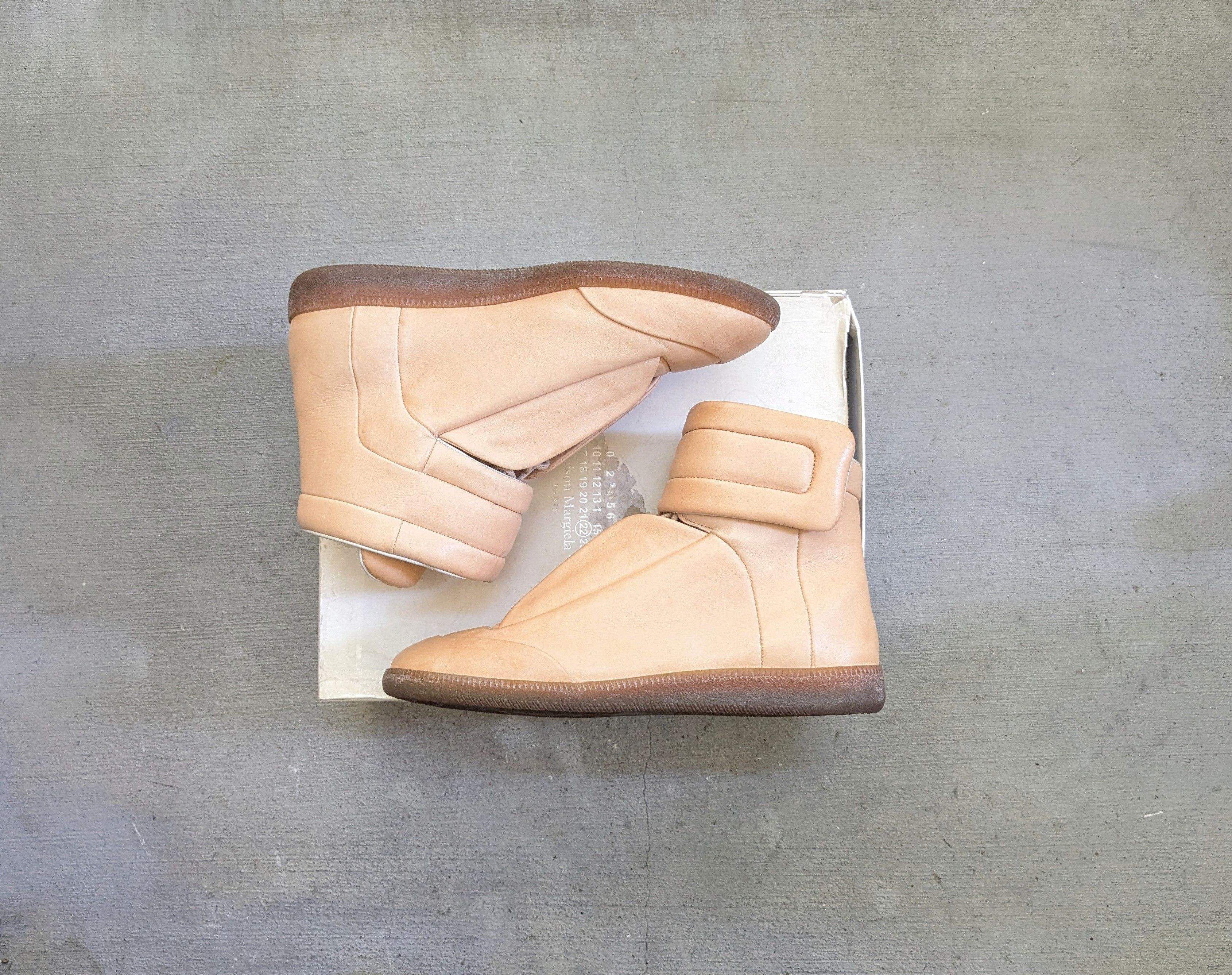 Pre-owned Maison Margiela Future Nude Beige 14 47 Leather High Tops Shoes