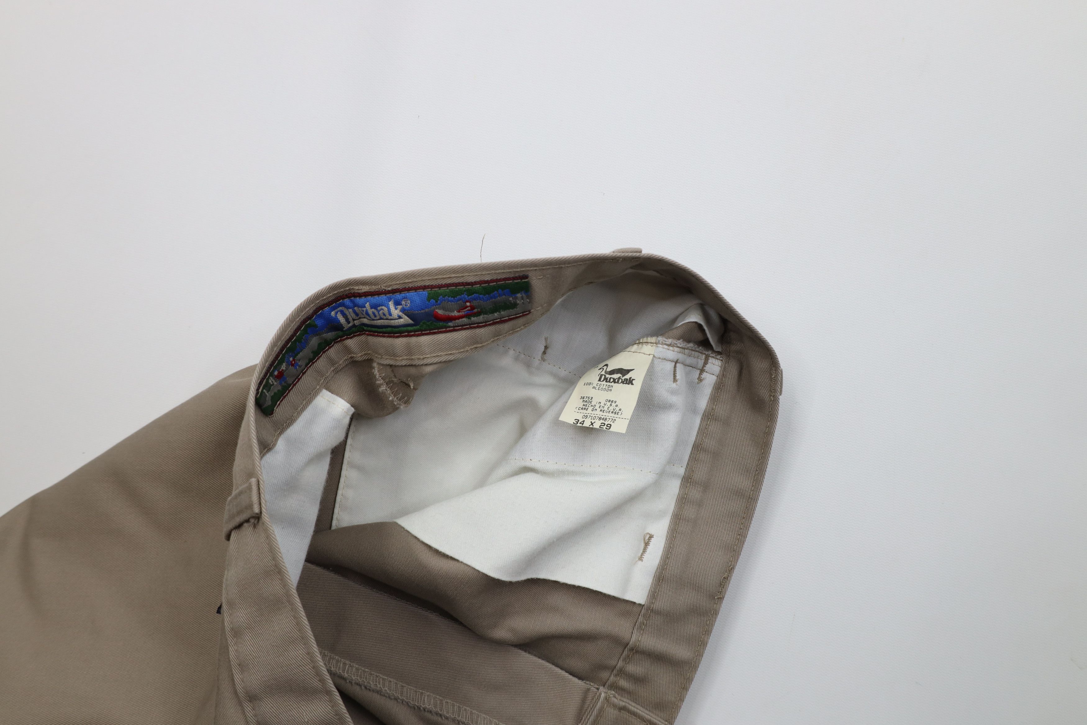 Vintage Vintage 90s Duxbak Wide Leg Chino Pants Beige Cotton USA Size US 34 / EU 50 - 8 Thumbnail