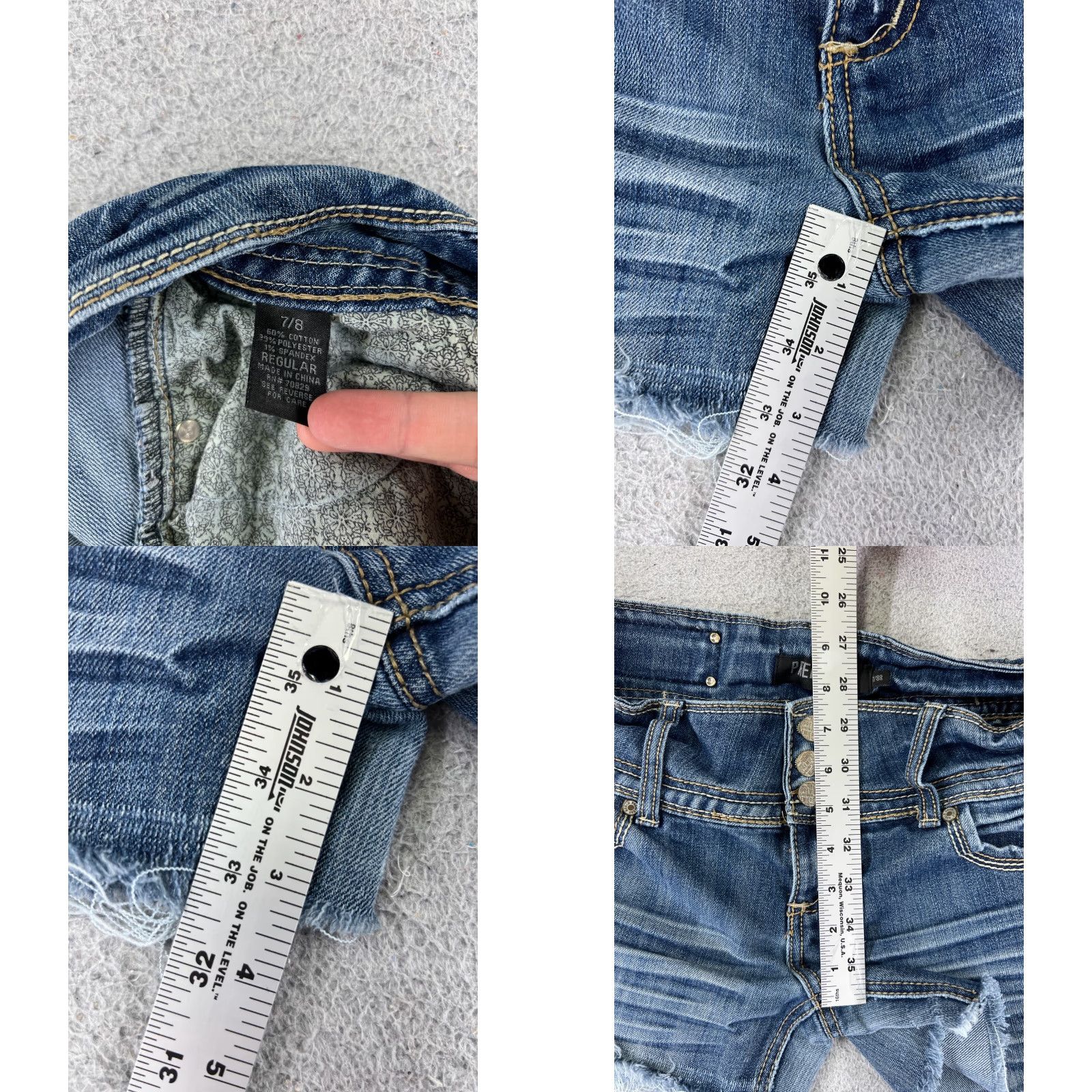 Vintage Premier Shorts Womens 7 Blue Denim Jean Distressed Cutoff Cotton Blend 30x3 Size 28" / US 6 / IT 42 - 8 Thumbnail