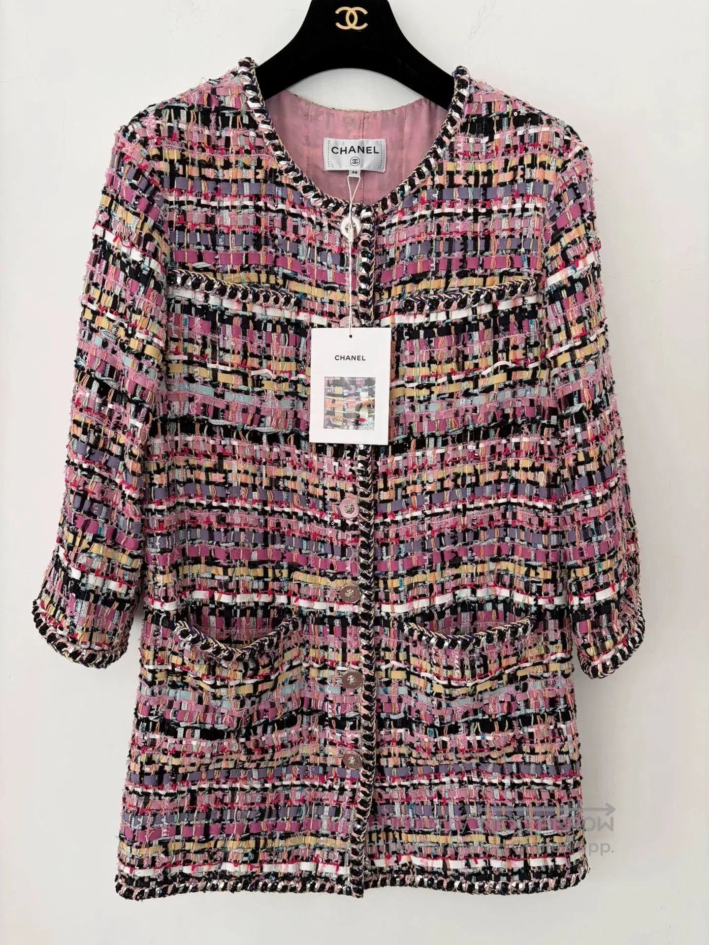 Chanel Chanel Pink Mixed Knit Mid-Length Coat. Size US S / EU 44-46 / 1 - 1 Thumbnail
