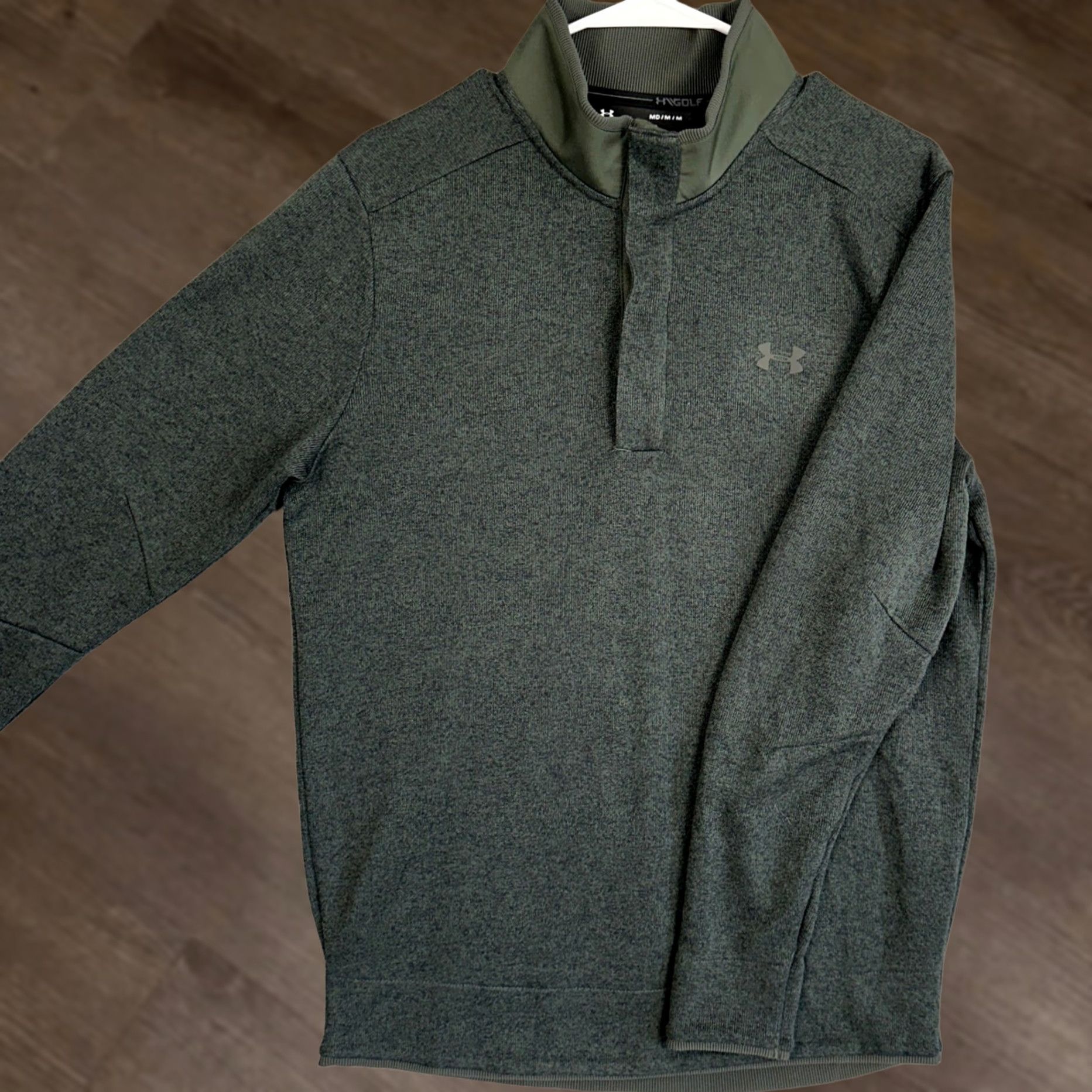 Under Armour Under Armour Storm Golf Pullover Mens M Olive Green Mock Neck Snap Button Pullover Sweater Size US M / EU 48-50 / 2 - 1 Thumbnail