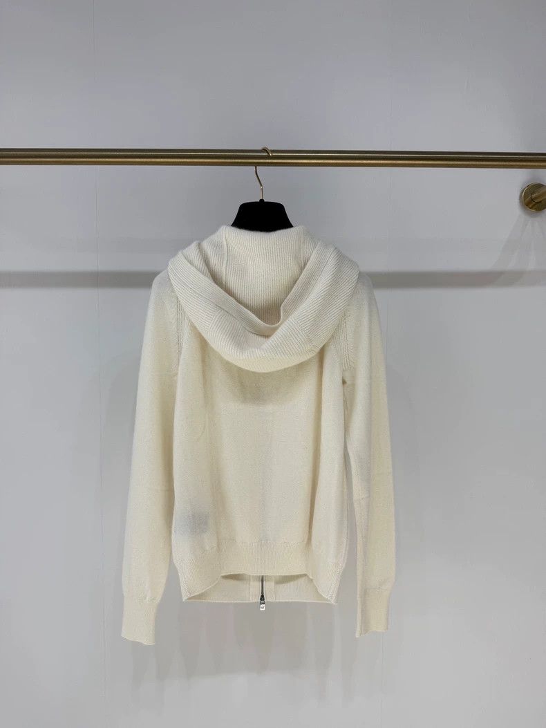 Loro Piana LORO PIANA Cream white cashmere cap sweater Size XS / US 0-2 / IT 36-38 - 2 Thumbnail