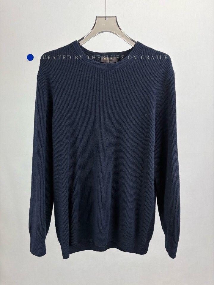 Loro Piana Blue Ribbed Long Sleeve Sweater - XL Size US XL / EU 56 / 4 - 1 Thumbnail