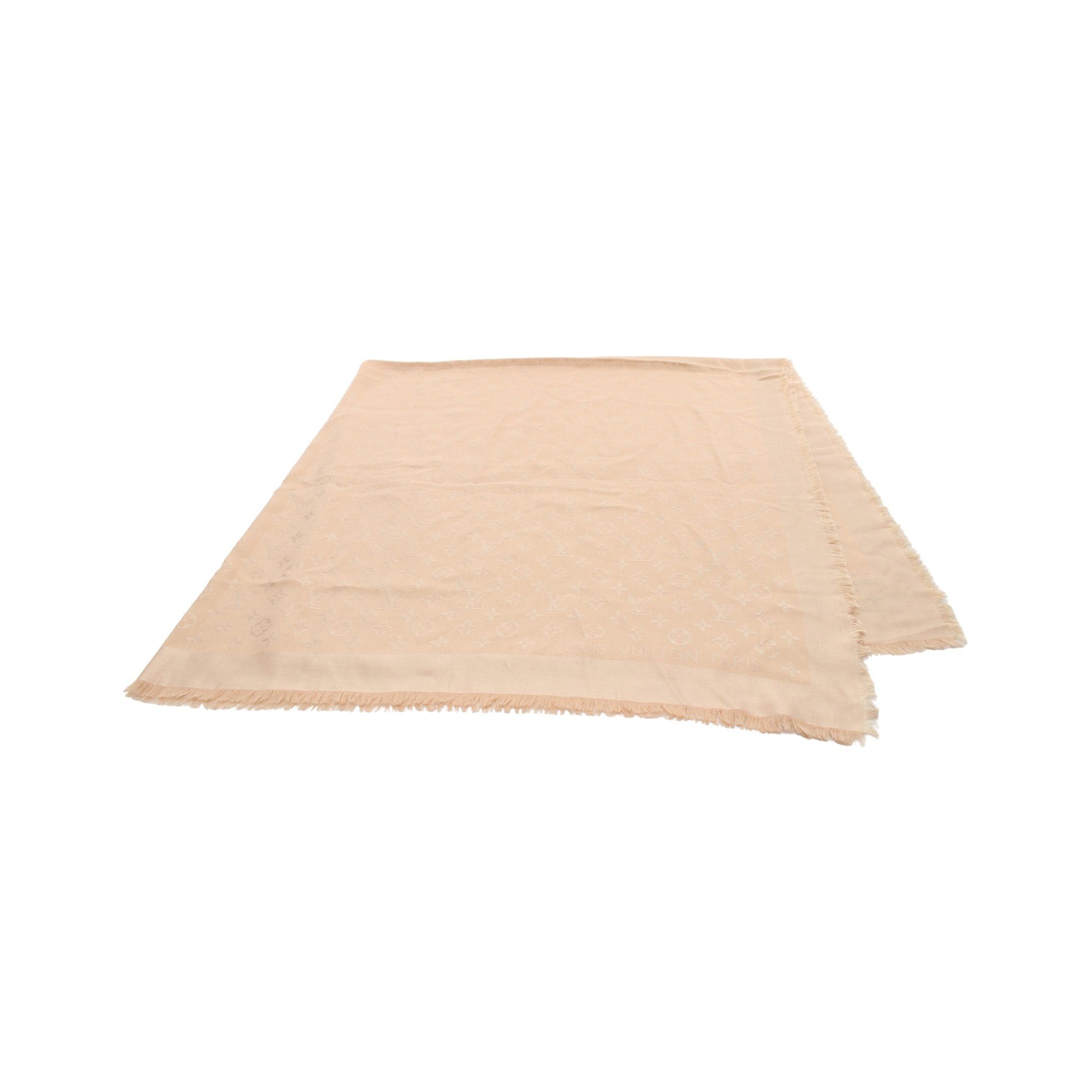 Louis Vuitton Louis Vuitton Shawl Monogram Stall Silk Wool Beige Size ONE SIZE - 1 Thumbnail