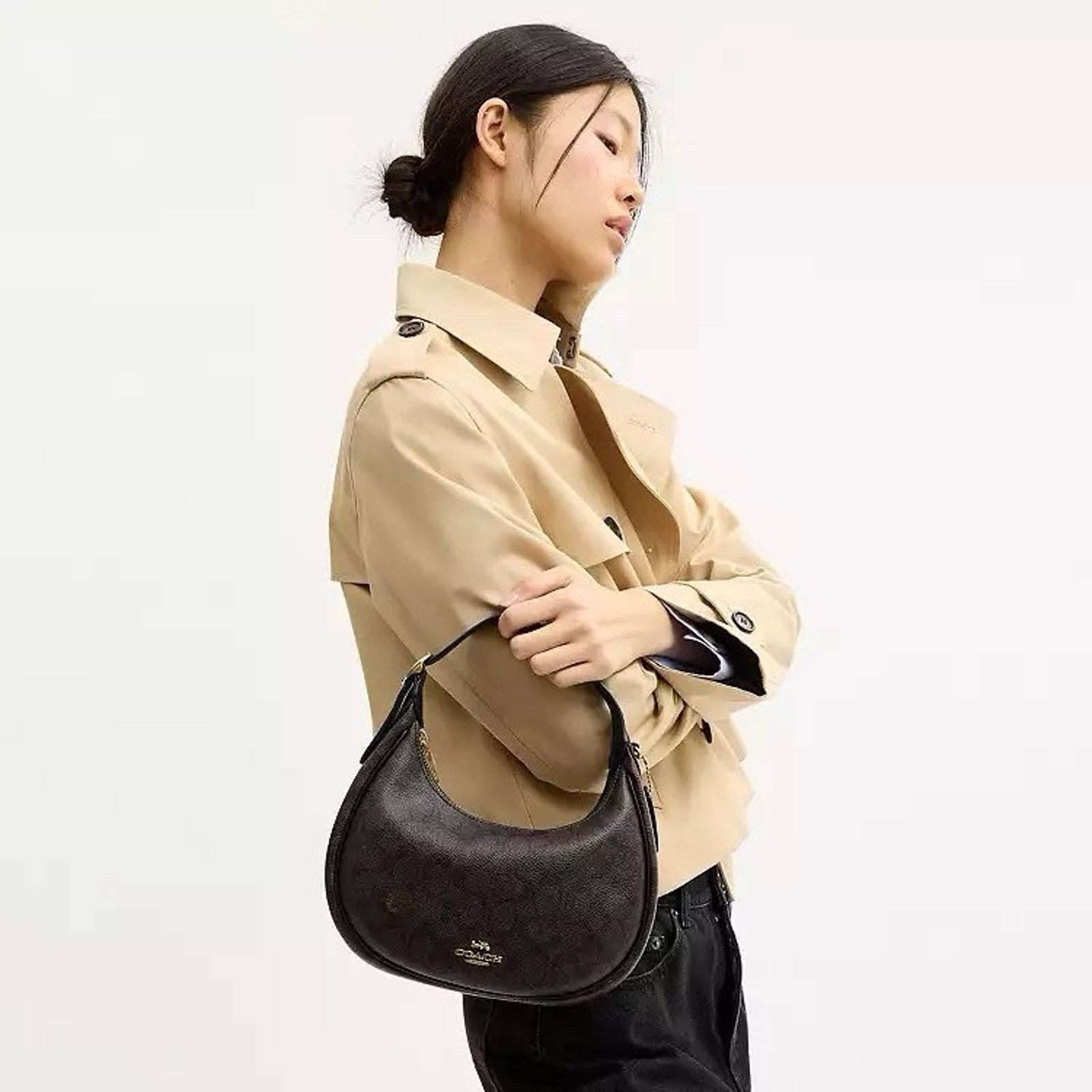 Coach NWT Coach Emily Shoulder Bag CDX17 Gold/Walnut/Black Size ONE SIZE - 11 Thumbnail