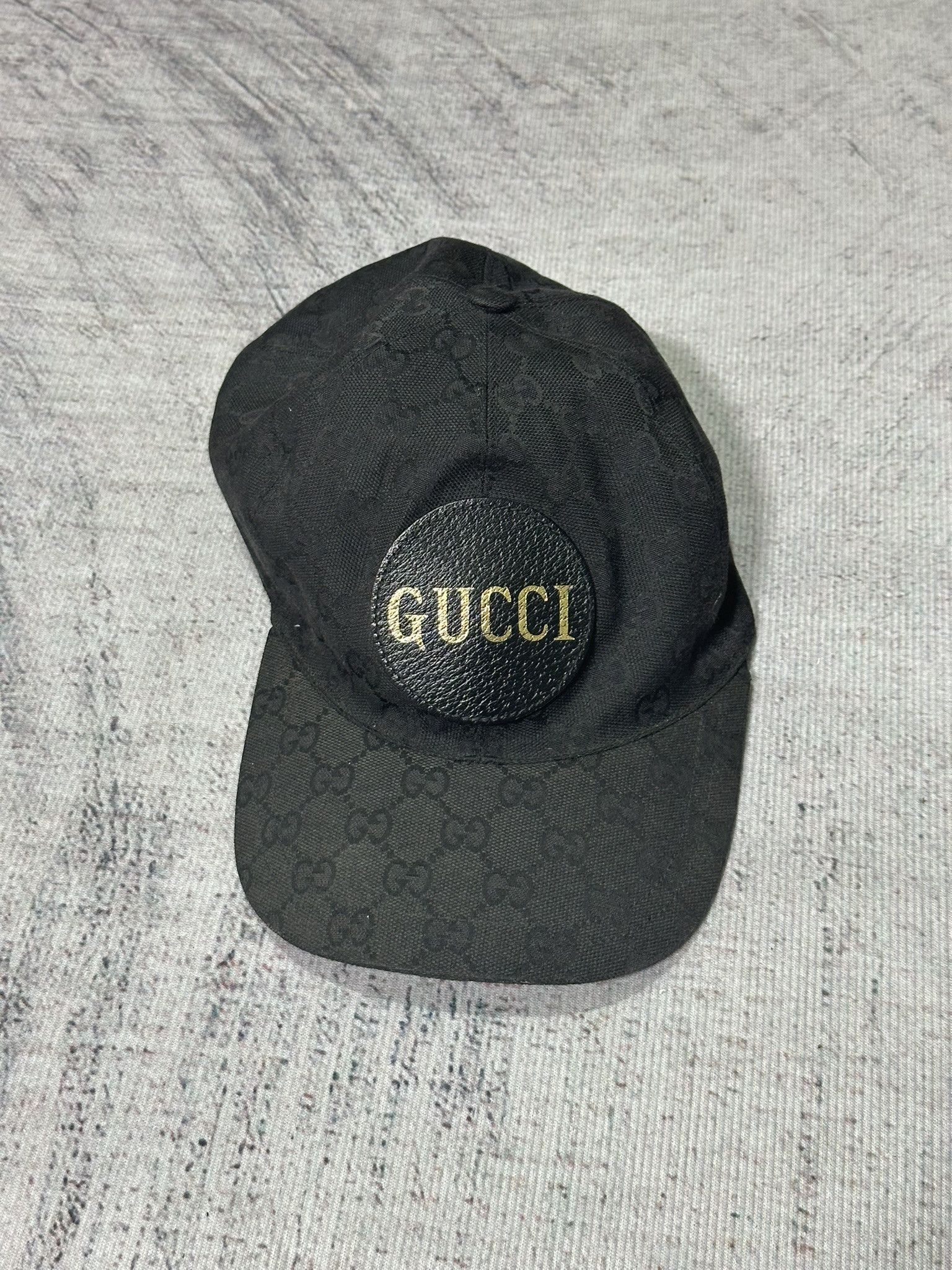 Gucci Gucci Hat GG Monogram Leather Patch Logo Black Size ONE SIZE - 2 Thumbnail