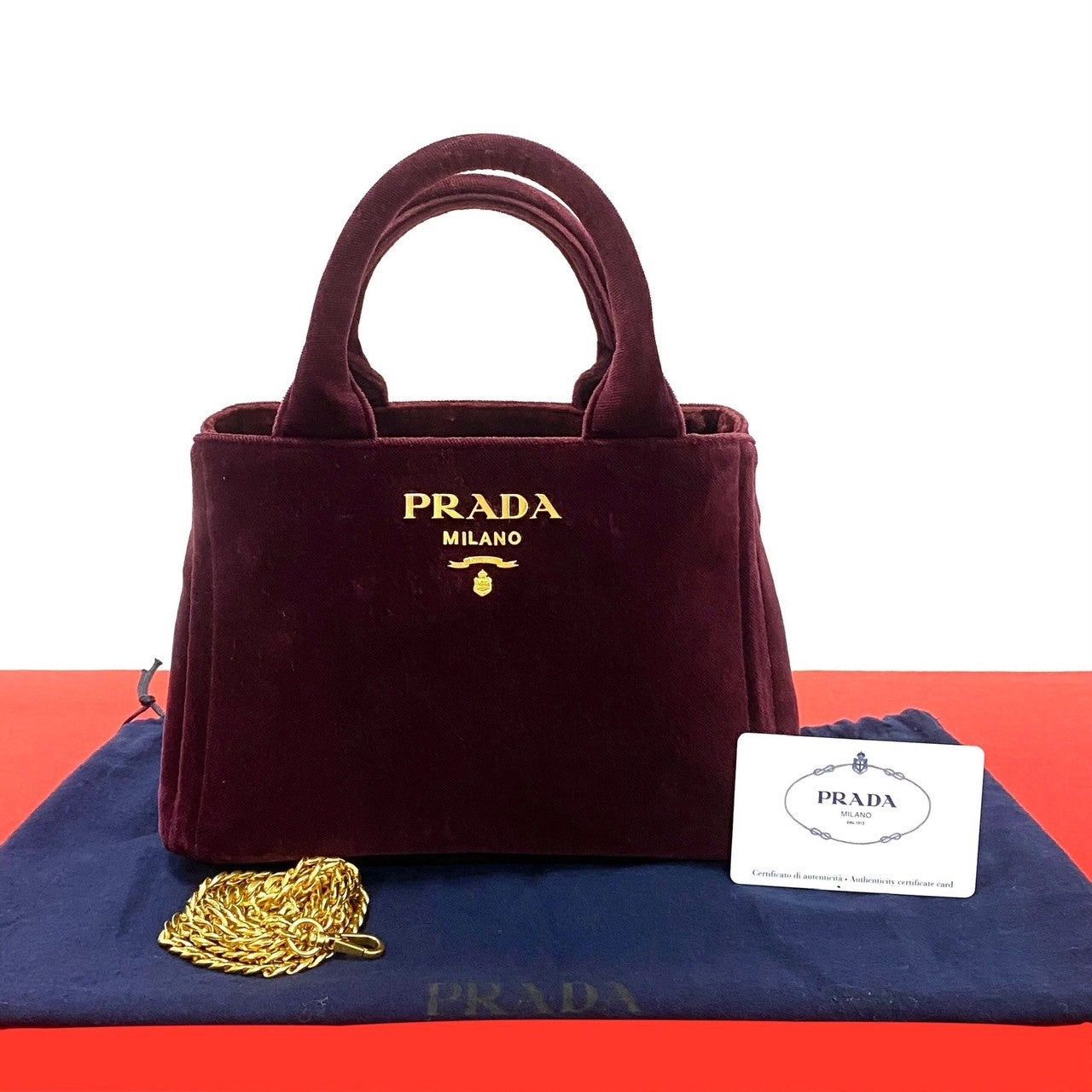 Prada Prada Shoulder Bag Red Velvet Size ONE SIZE - 1 Thumbnail