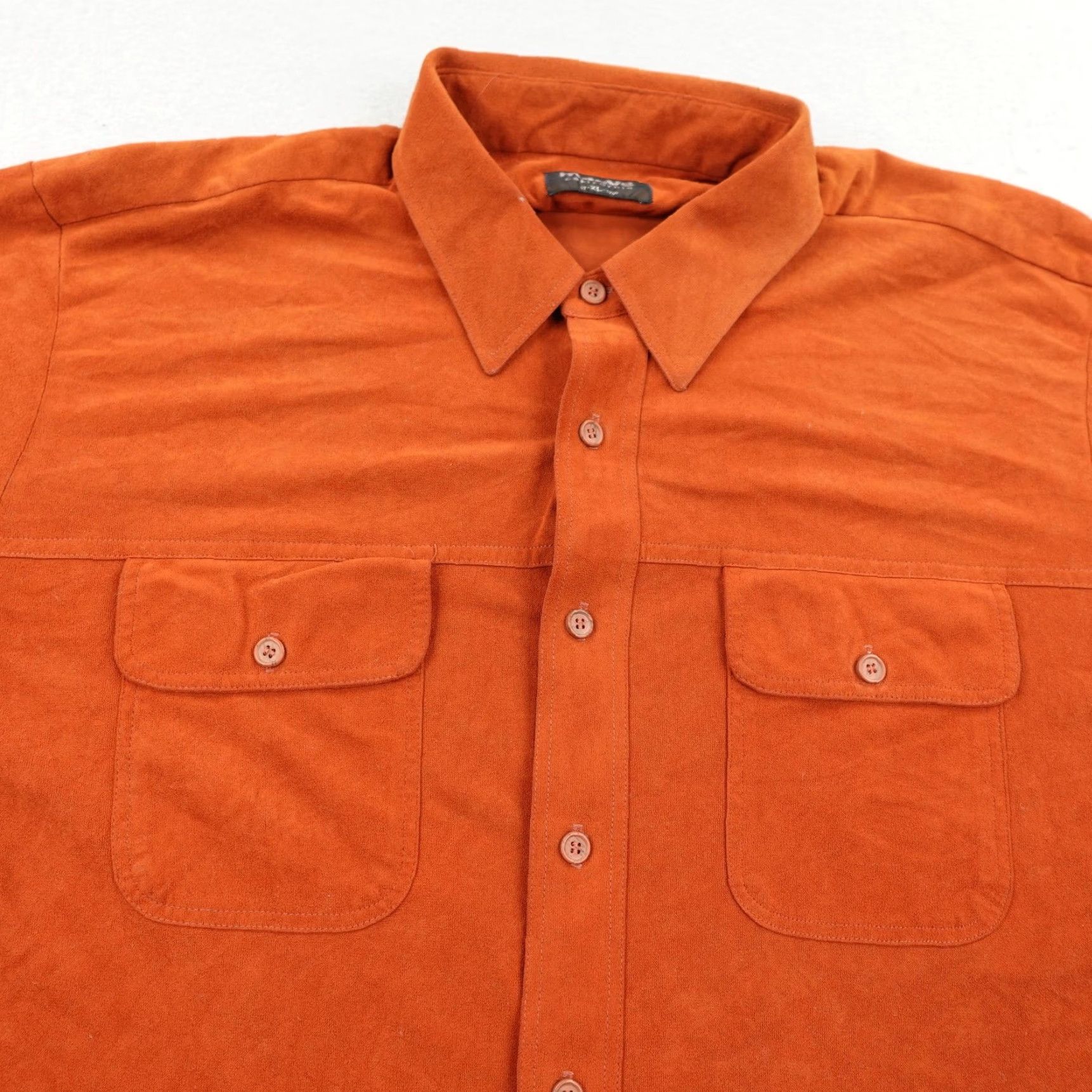 Vintage Vintage Macy's California Shirt Mens XL Rust Orange Velour Button Up Classic 70s Size US XL / EU 56 / 4 - 2 Thumbnail