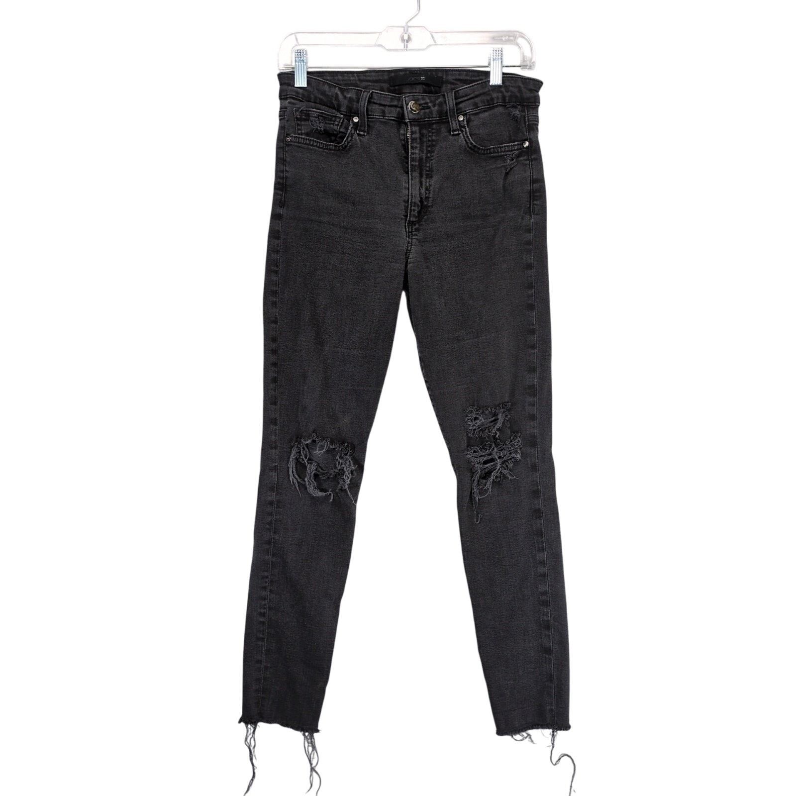 Joe's Joe's Jeans Sz 29 Black Denim High Rise Skinny Ankle Raw Hem Size 29" - 1 Thumbnail