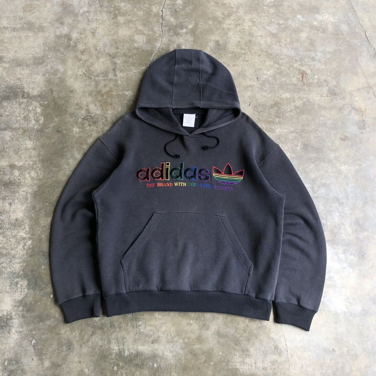 Adidas ❤️💛💚1990s Vintage Adidas Descente Reggae Hoodie Black Size US L / EU 52-54 / 3 - 1 Thumbnail
