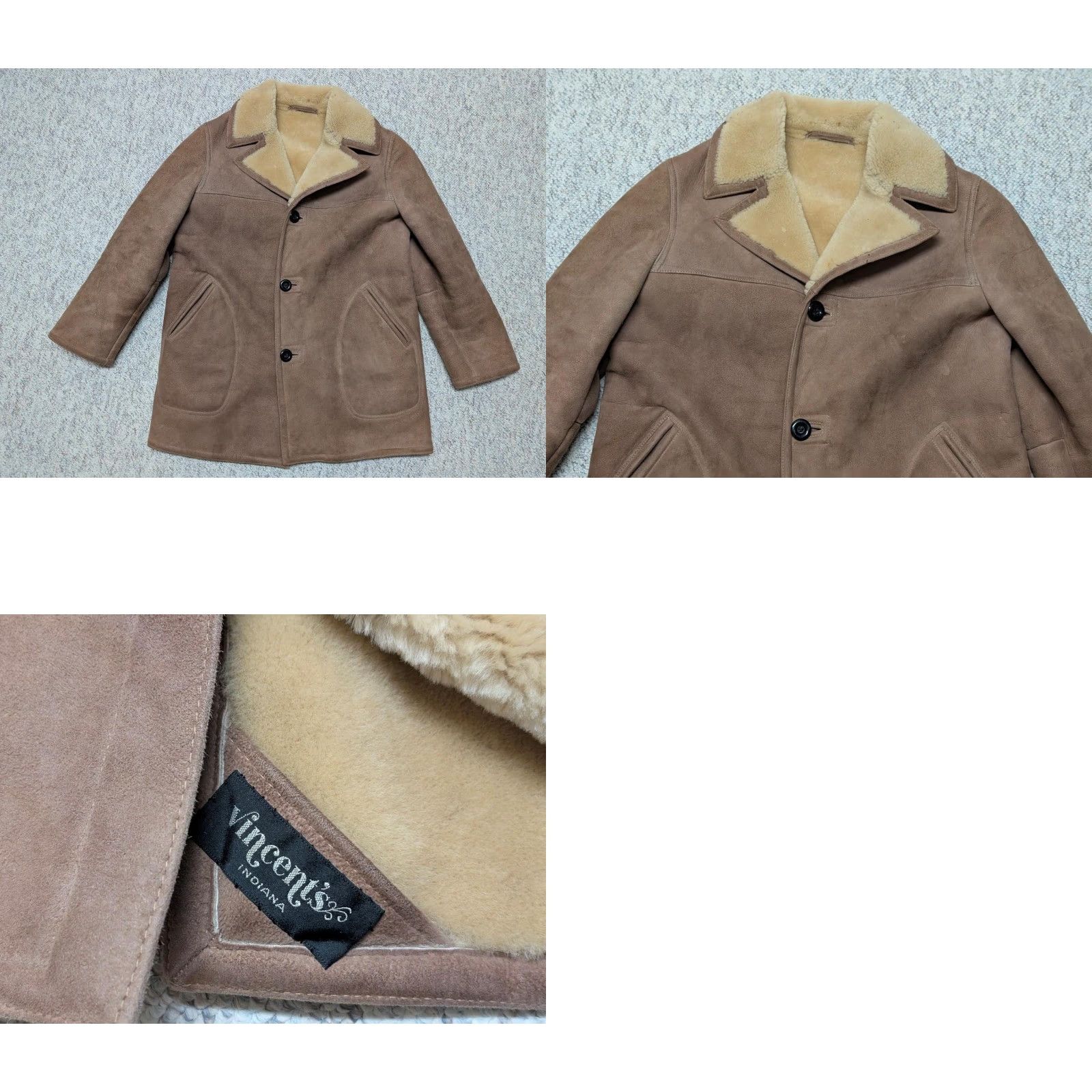 Vintage VINTAGE shearling COAT Men M brown western leather 42 chest napa sheepskin wool pile 90s rancher Vincent's Size US M / EU 48-50 / 2 - 8 Thumbnail