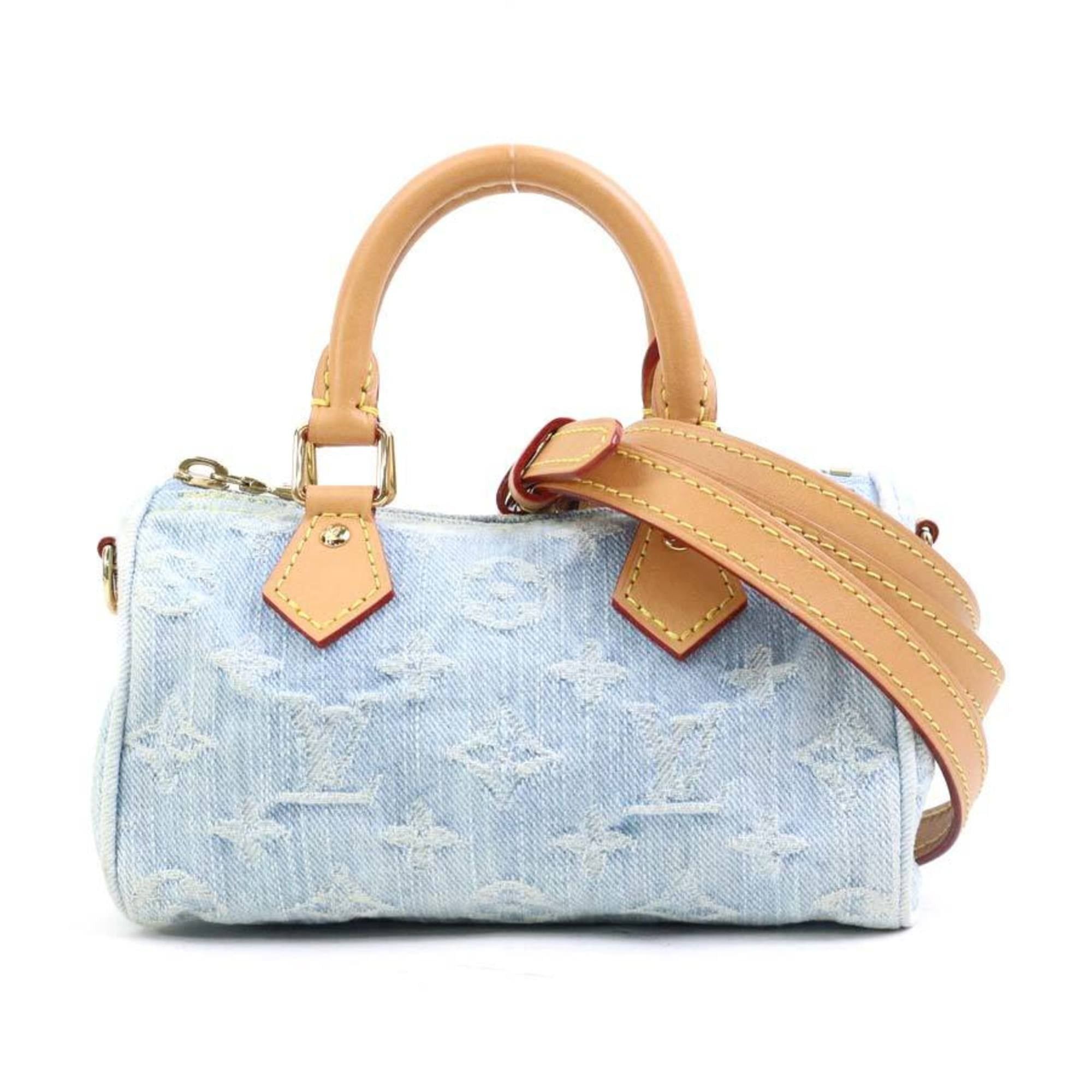 Louis Vuitton Louis Vuitton Nano Speedy Monogram Denim Handbag/Shoulder Bag, Sky Blue, Women's, M11212, Free Shipping, e61565a Size ONE SIZE - 1 Thumbnail