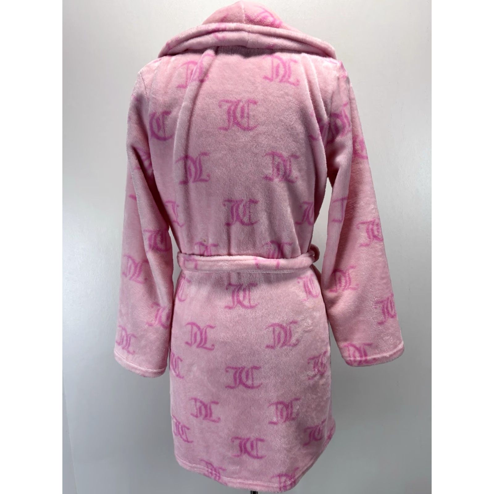 Juicy Couture VINTAGE Juicy Couture Fuzzy Bath Robe S/M Pink Belted Spellout Womens Size ONE SIZE - 3 Thumbnail